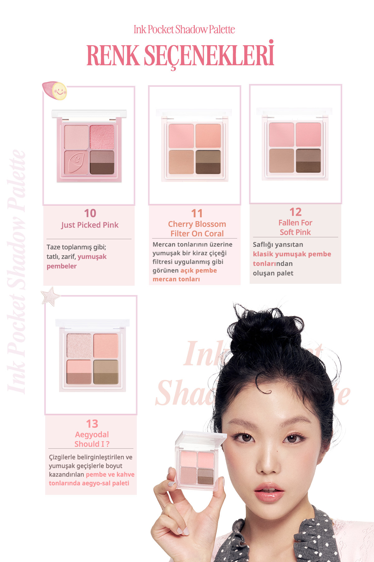 Mat, Işıltılı Tonlarda 4lü Far Paleti PERIPERA Ink Pocket Shadow Palette (08 Strawberry In Mute) — صورتی 6226 — تصویر 5 از 8