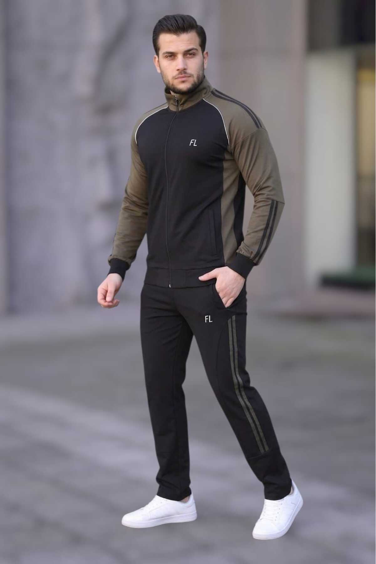 ست لباس غواصی لوله‌دار مردانه فصل جدید، خاکی — خاکی B5750 — تصویر 2 از 3