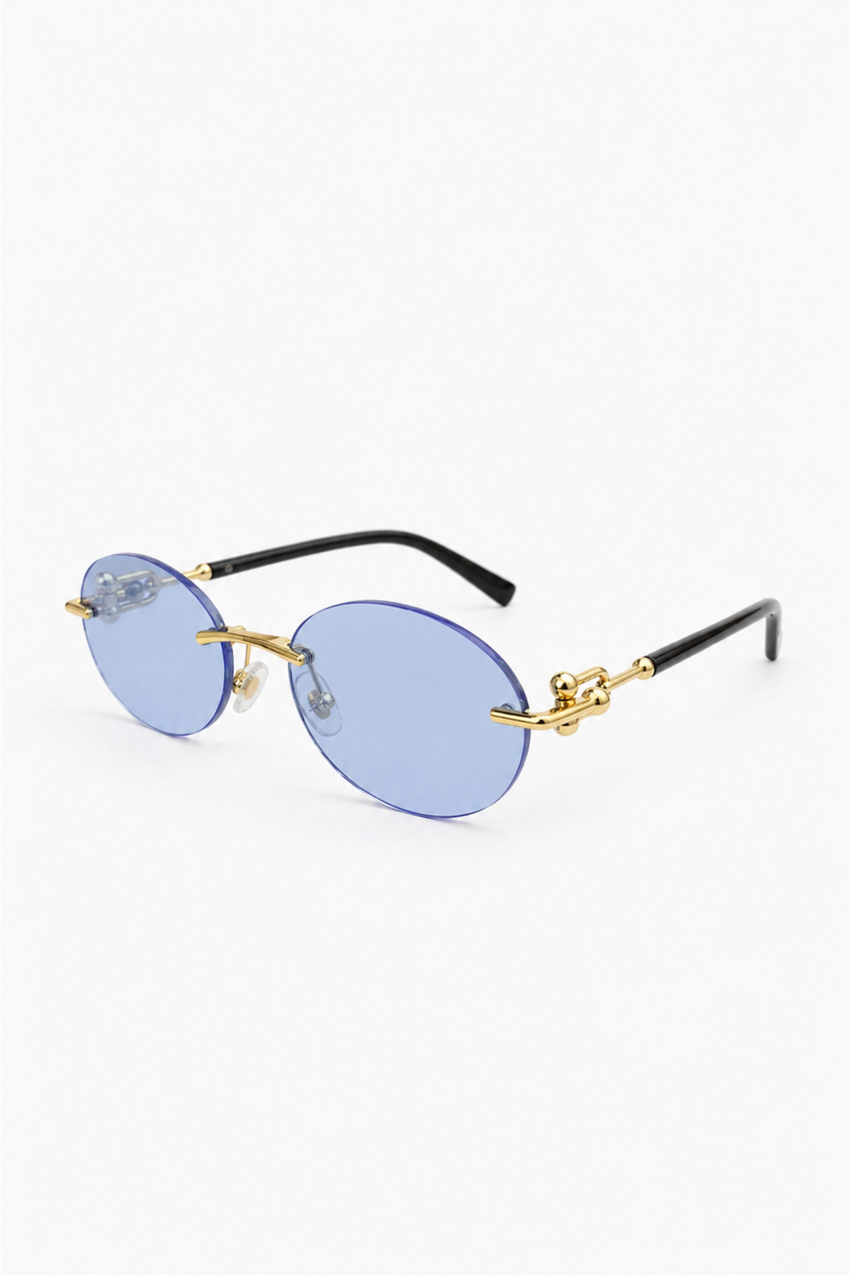 Chunky Frame Cartiess Unisex Elips Mavi Gold Çerçeveli Ultra Hafif Uv400 Filtreli Güneş Gözlüğü görsel 3