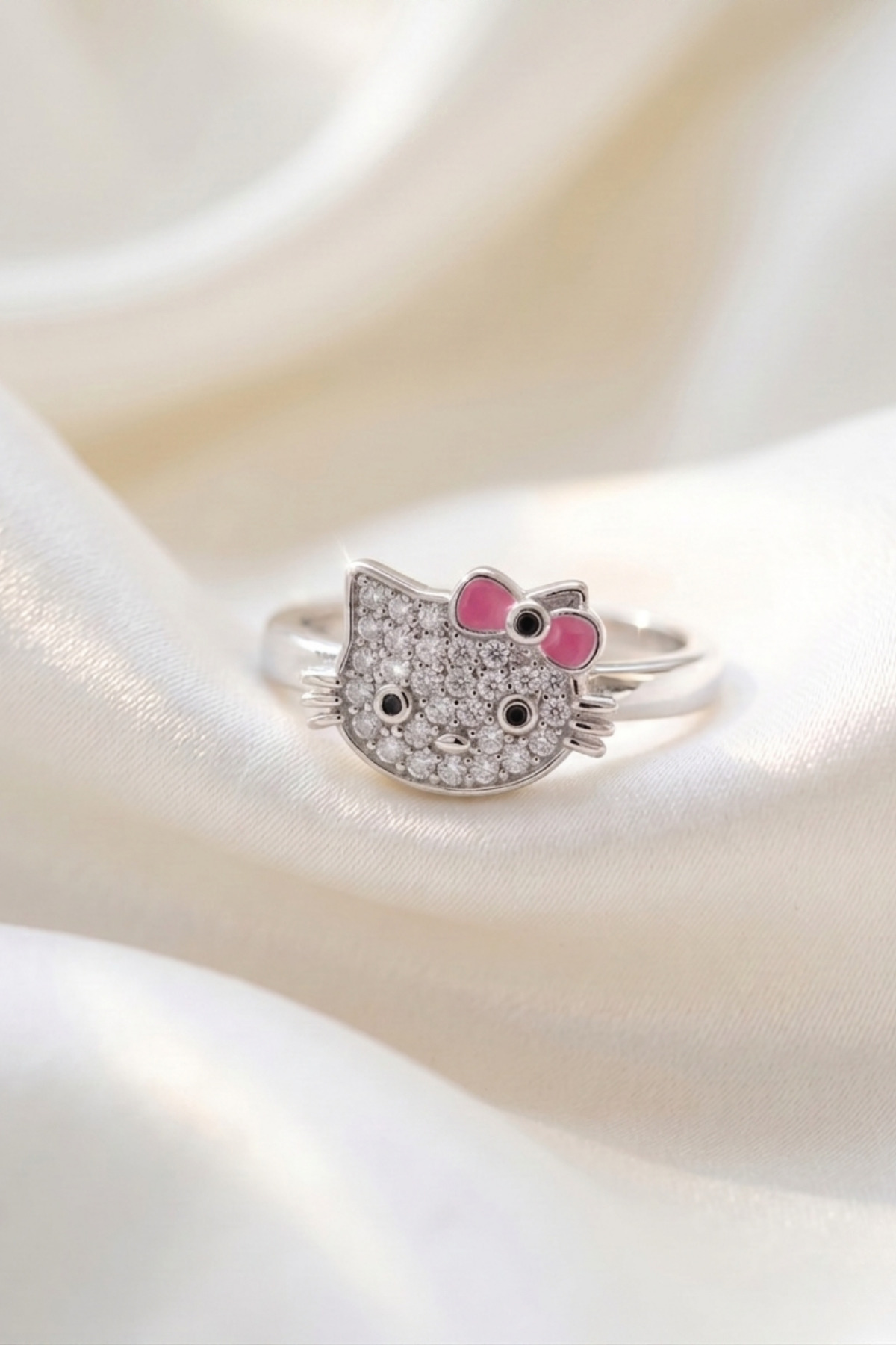Elifsu Jewelry Hello Kitty Zirkon Taşlı Ayarlanabilir Yüzük