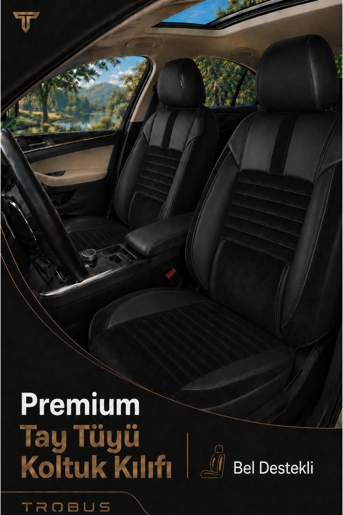 Suzuki Vitara 2015+ Uyumlu Apex Serisi Tay Tüyü Bel Destekli Siyah Premium Koltuk Kılıfı — alternatif görsel