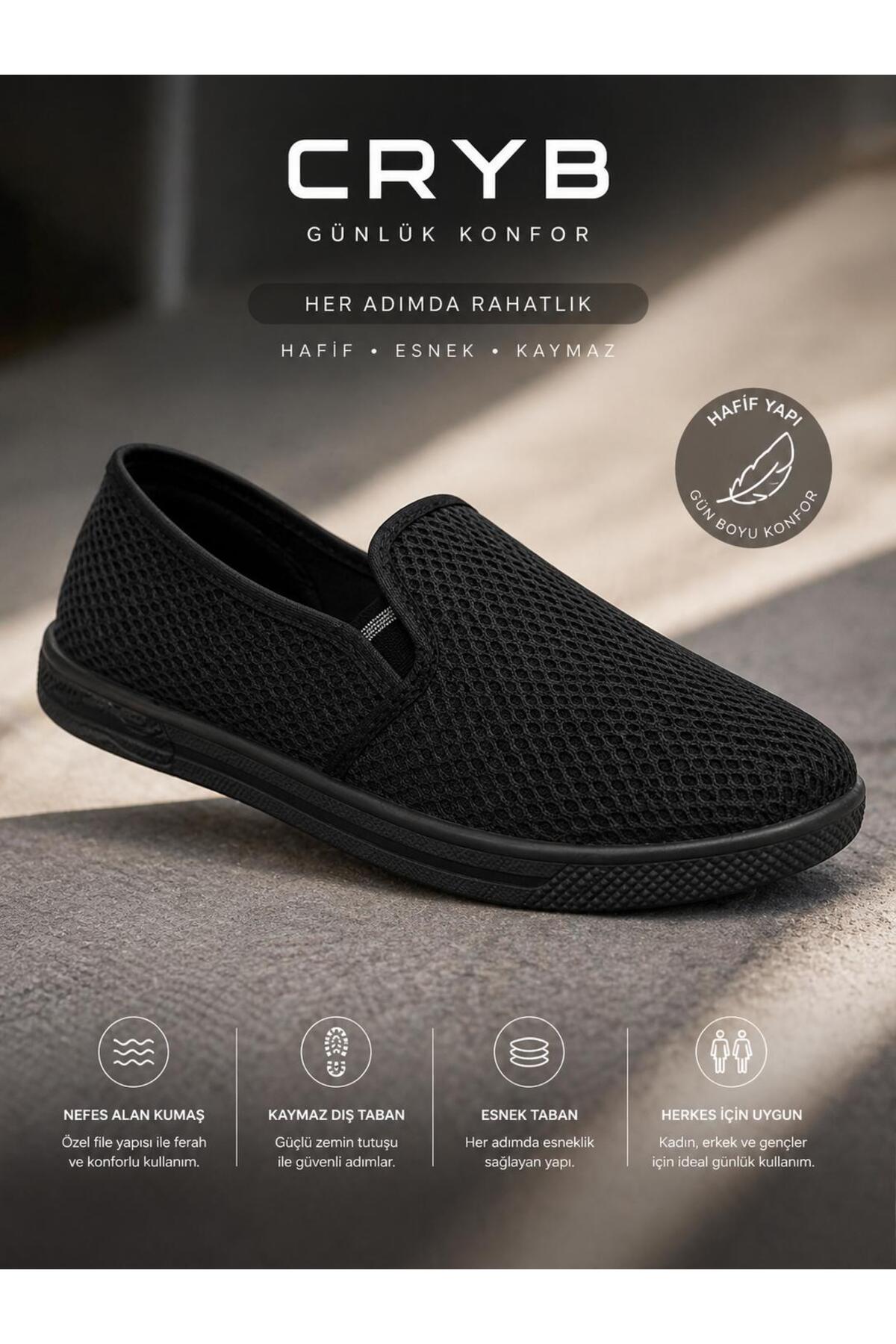 crybrands CRYB Günlük Rahat Hafif Fileli Unisex Spor Ayakkabı, Kaymaz Taban Slip-On görsel 6