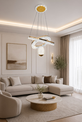 Turanconcept Rüya Modern Tasarım Sarkıt Led Avize 3 Renk Işık Kristal Görünüm...