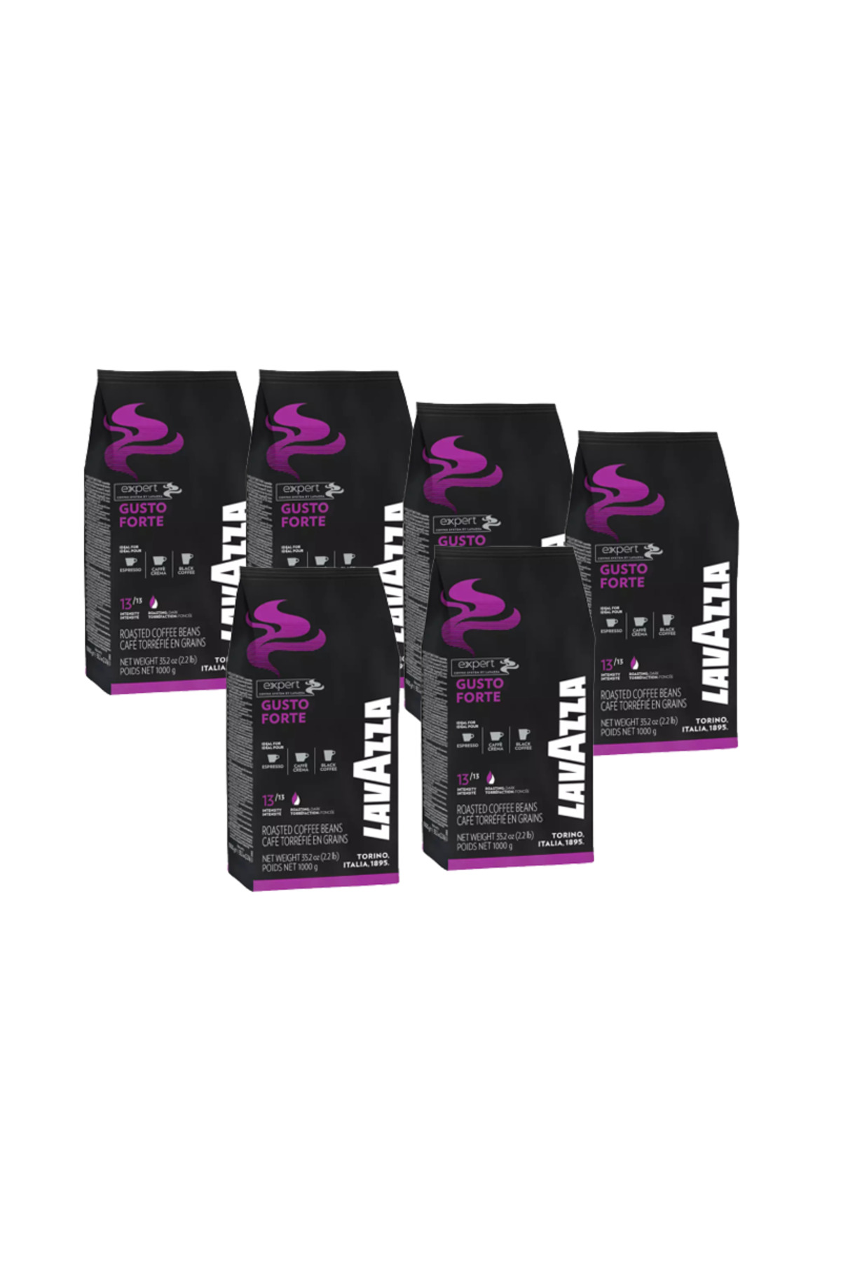 LavAzza Опаковка от 6 броя Gusto Forte Vending, кафе на зърна 1кг