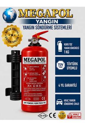 megapol 1 kg kkt tozlu askı apartlı yangın söndürme tüpü, yangın söndürme cihazı