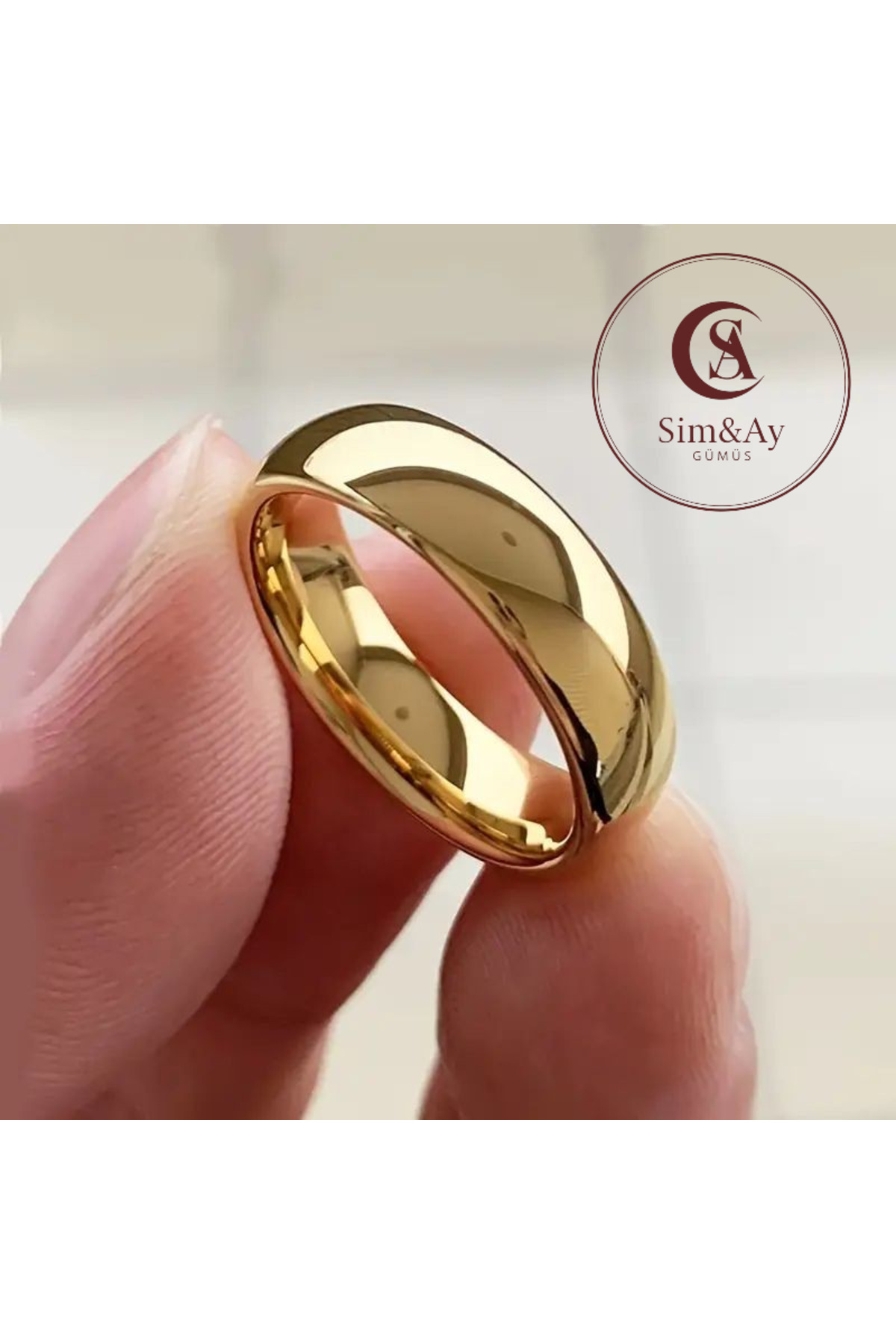 Alyans 6MM 925 AYAR GÜMÜŞ ÜZERİNE 14 AYAR ALTIN KAPLAMALI