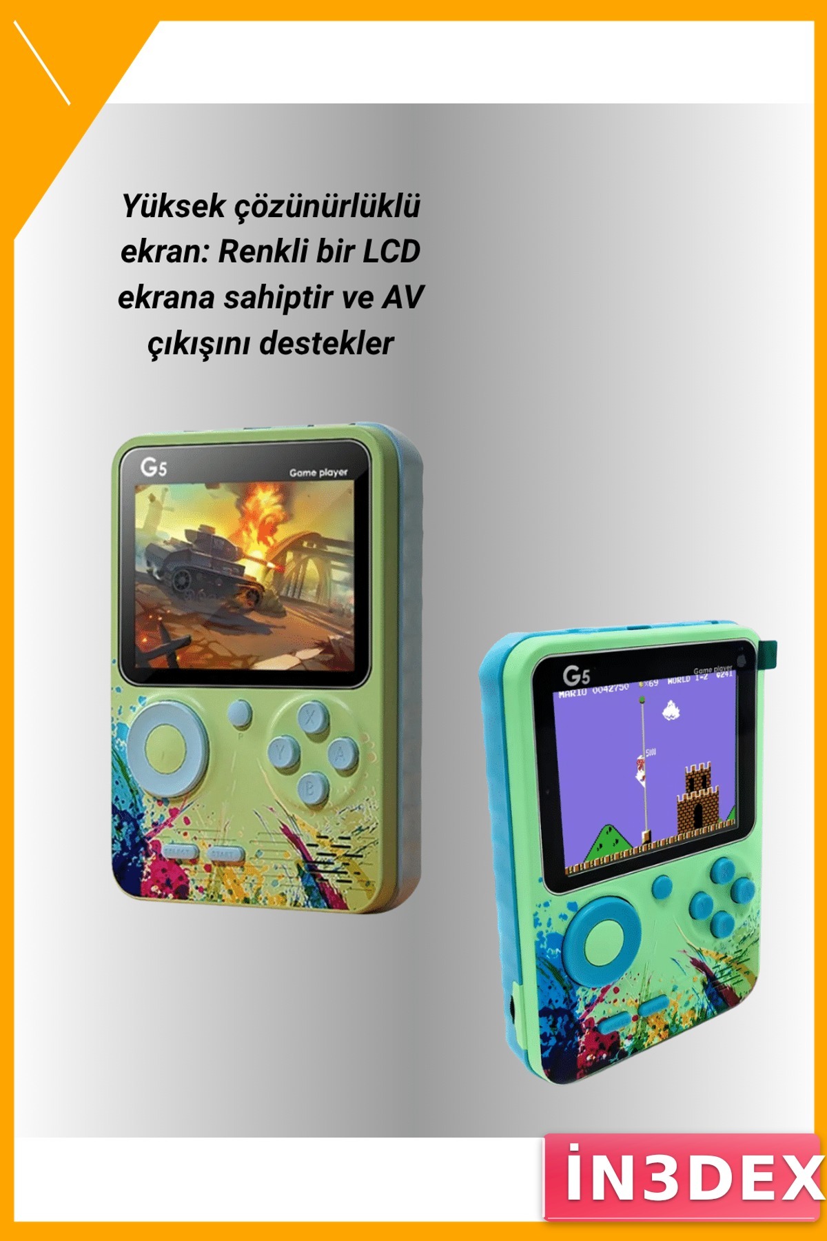 3 İnç LCD Ekranlı Taşınabilir Retro Oyun Konsolu USB Şarjlı Dahili Oyunlu