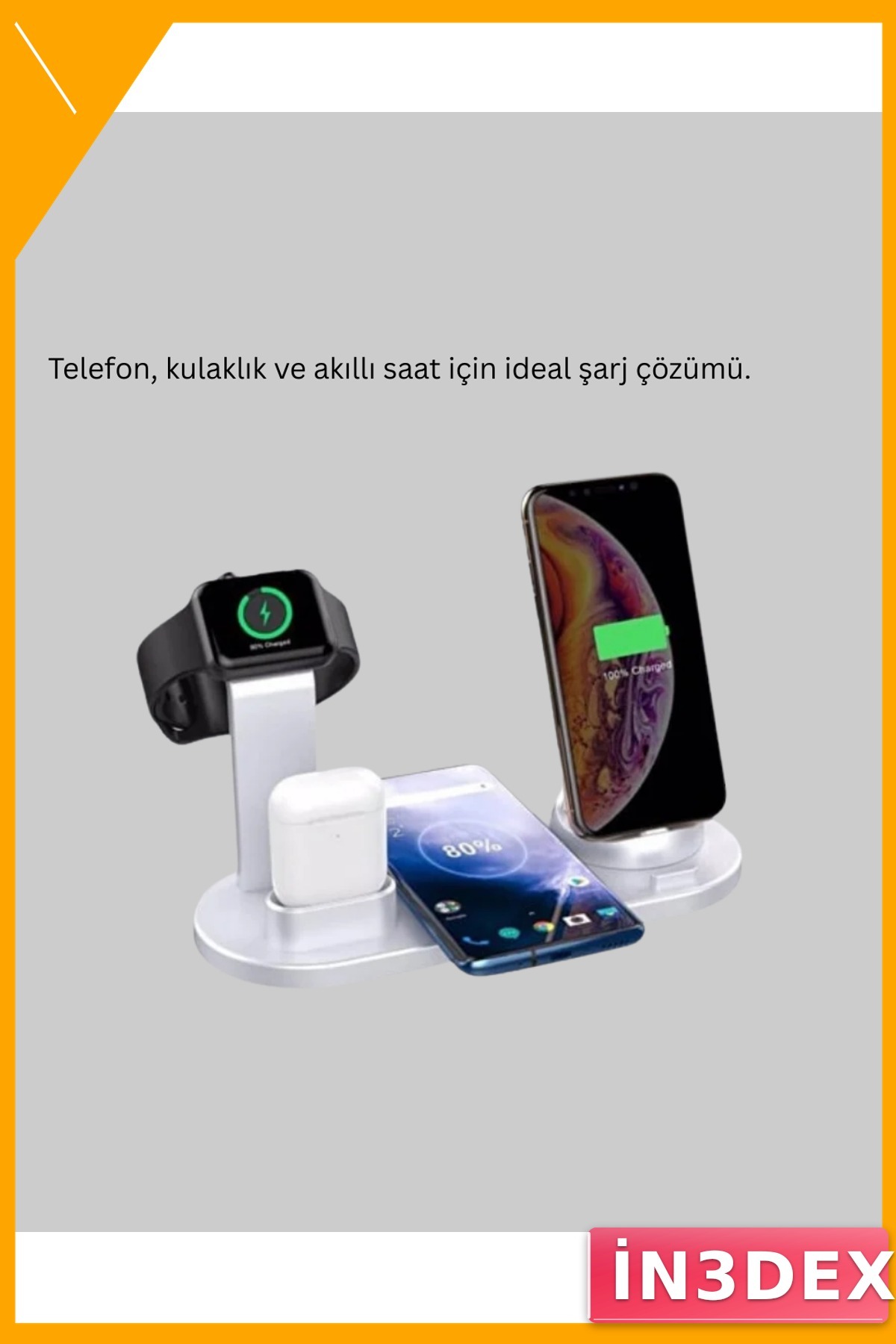 Kablosuz Şarj İstasyonu Qi Hızlı Şarj Dört Cihazlı