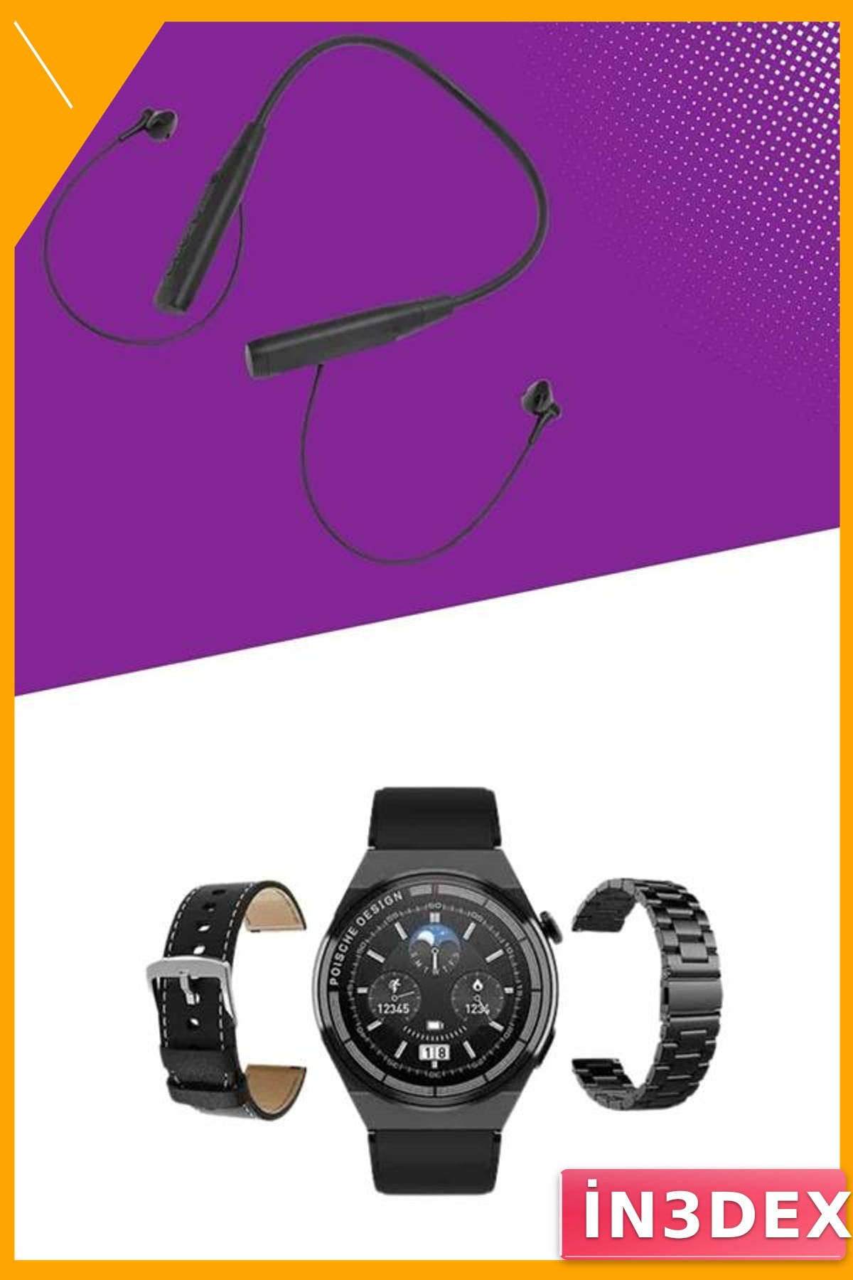Akıllı Saat ve Bluetooth Kulaklık Seti 60 Saat Pil Titreşim Alarm