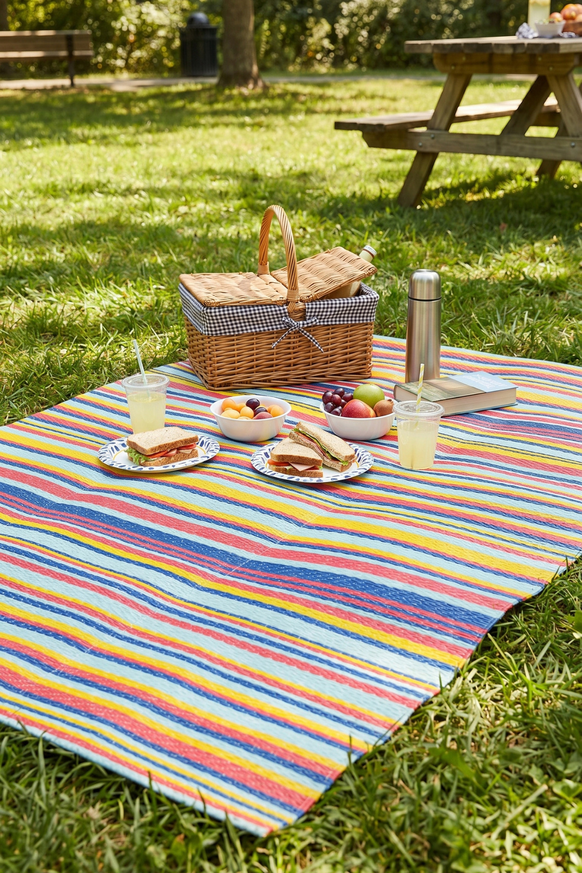 Serengeti Double Sided Wicker Rug; Portable Camping Beach Picnic Mat Garden Balcony Terrace Rug