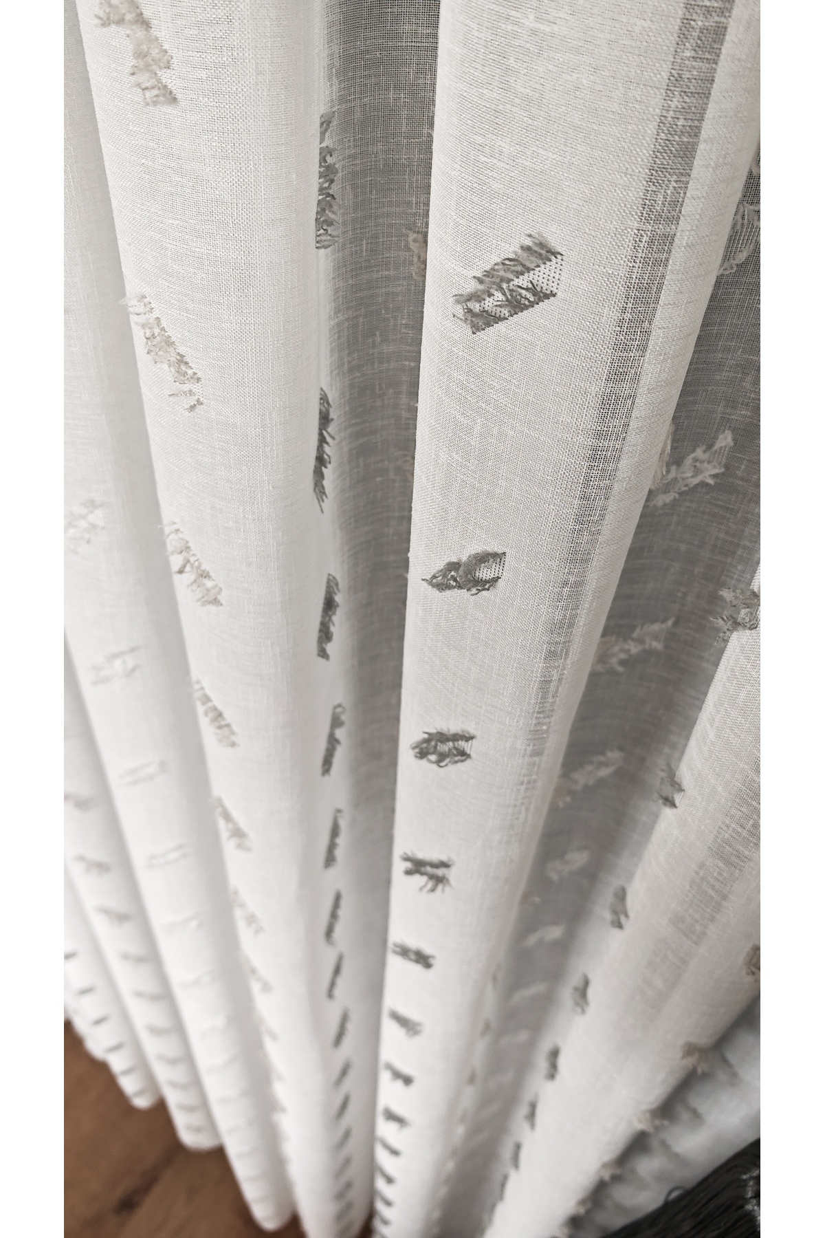 Ecru Linen Tulle Curtain Gray Bearded 1/3 Frequent Pleated Anti-Wrinkle Ironing Skirt Leaded