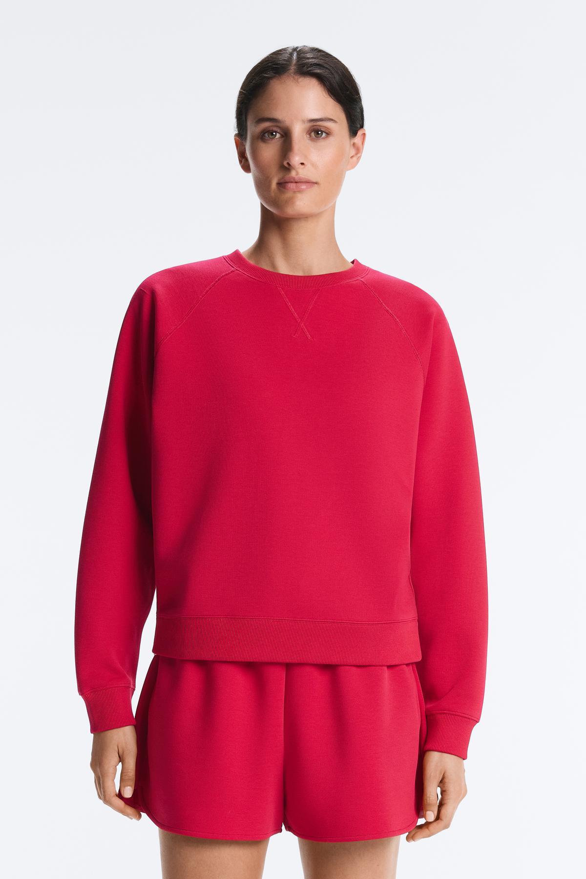 Crew neck cotton pique sweatshirt