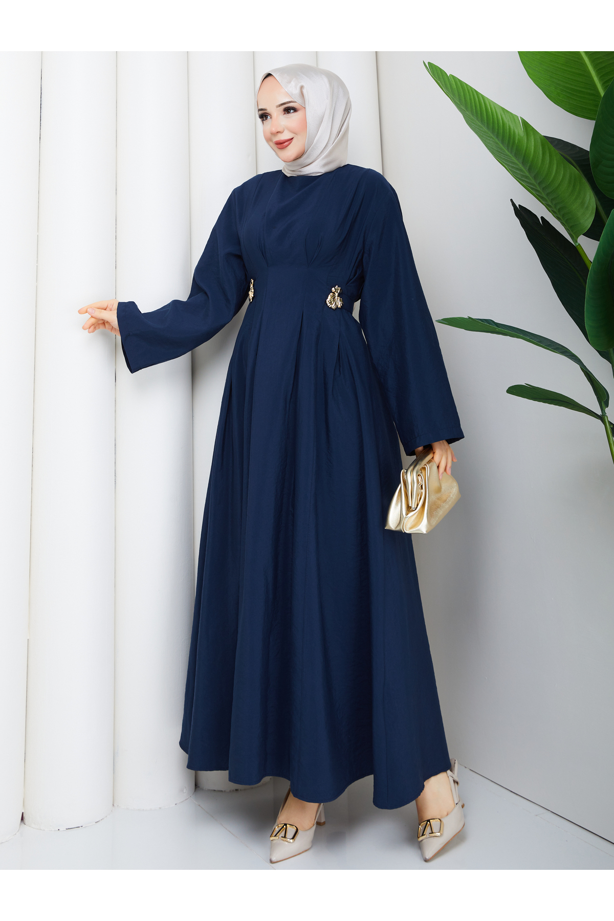 Collet Accessory Belt Detailed Modest Dress RC6051