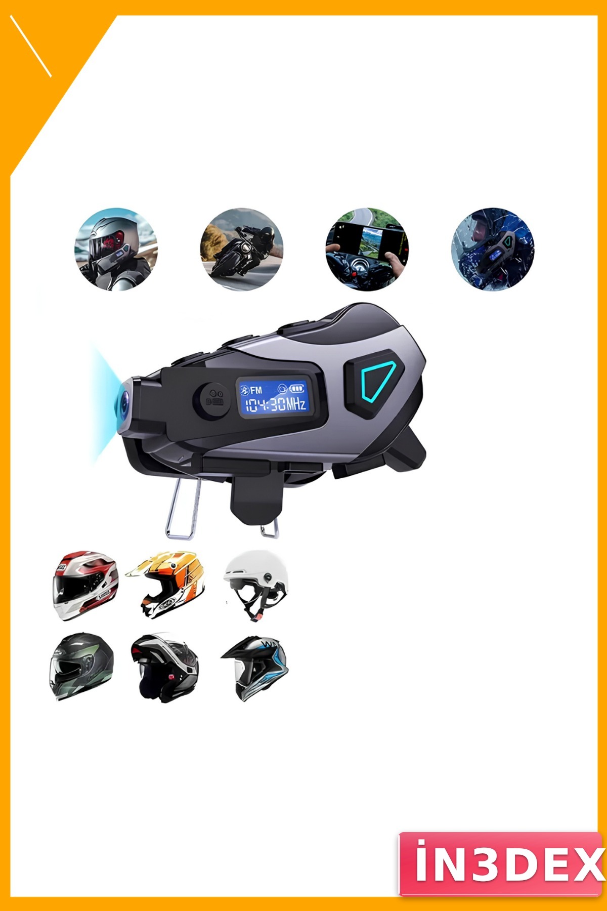 Motosiklet Kask İçi Bluetooth Kulaklık 1200mAh IPX8 Su Geçirmez Kameralı