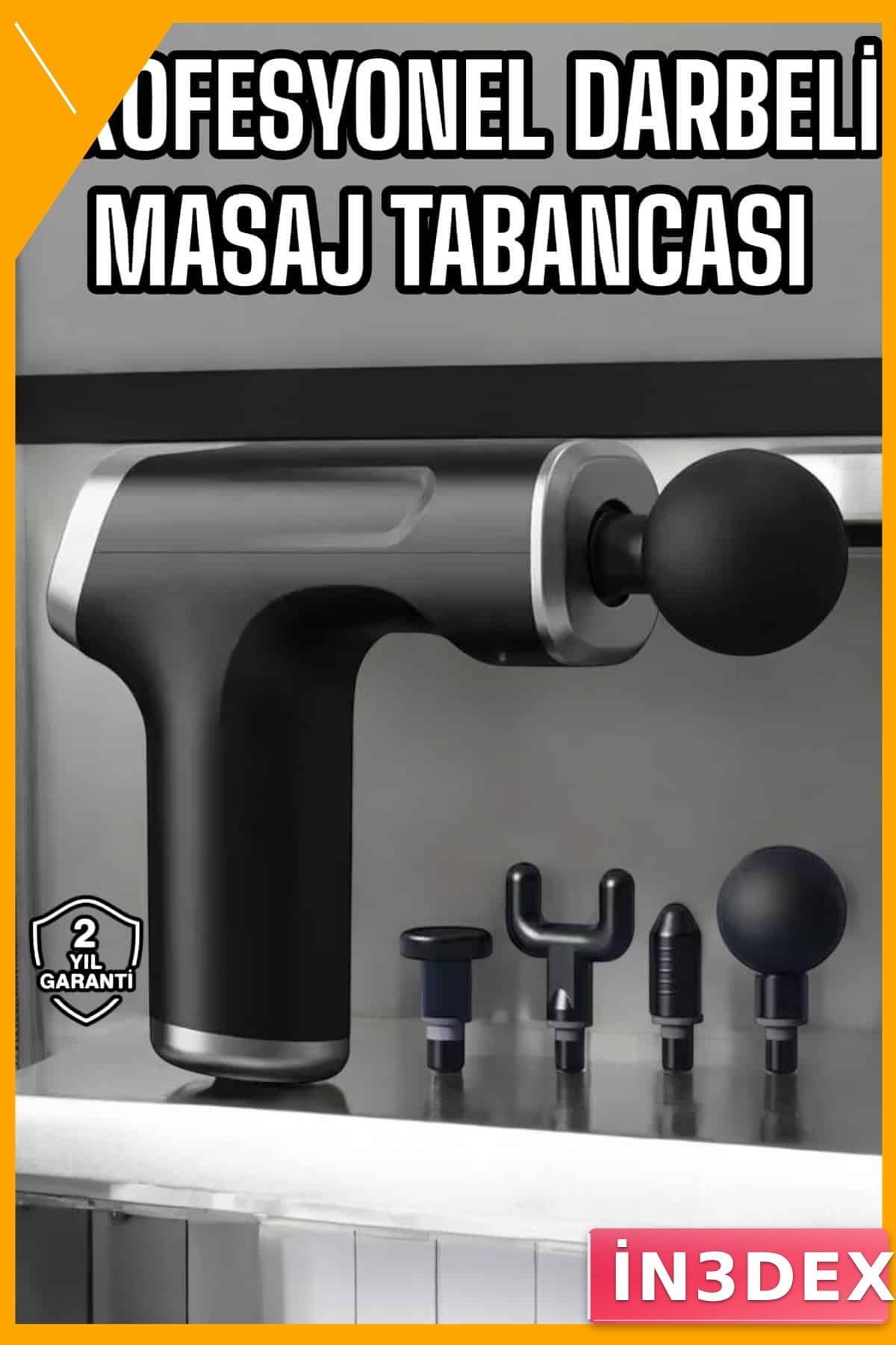 Darbeli Masaj Tabancası 4 Başlıklı Şarjlı vücut hassasiyetı İçin