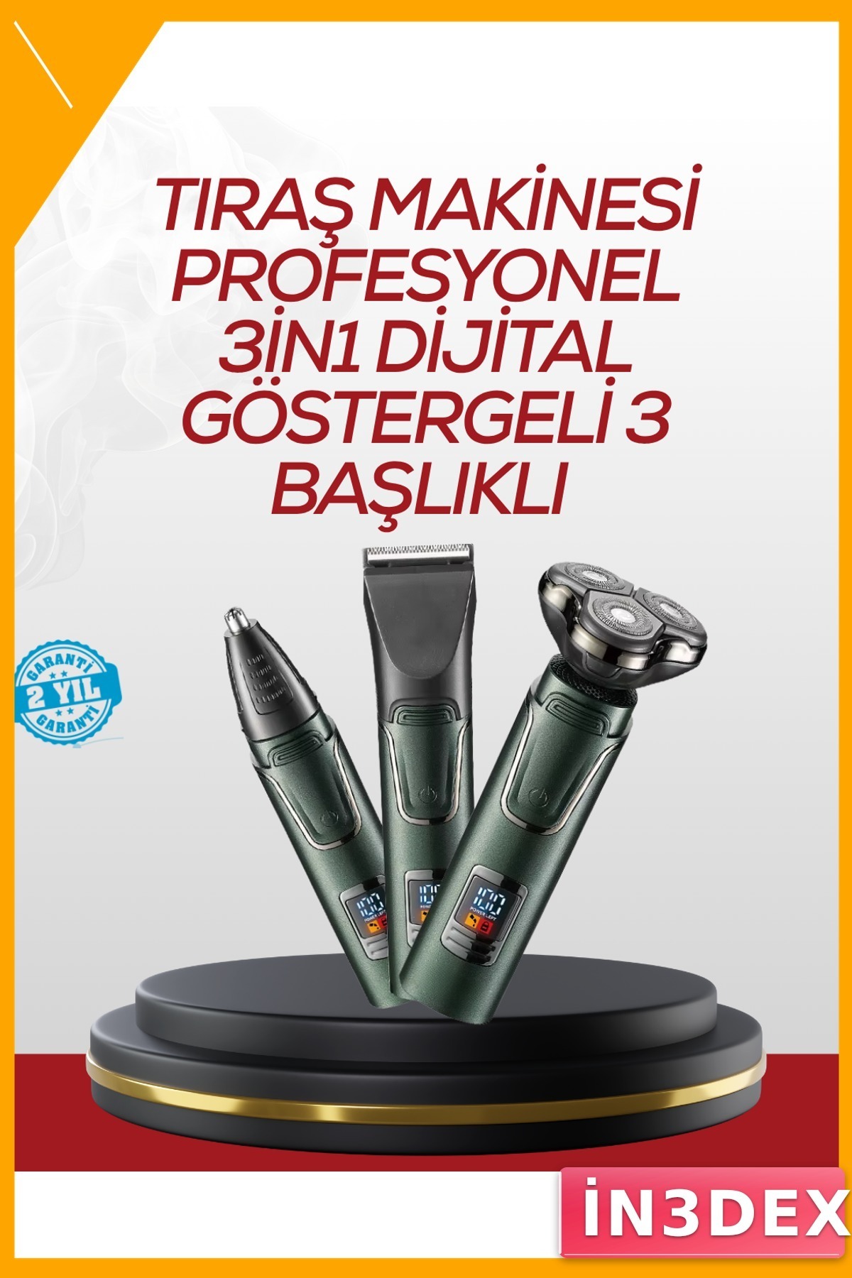 3'ü 1 Arada Saç Sakal Burun Tıraş Makinesi Şarjlı