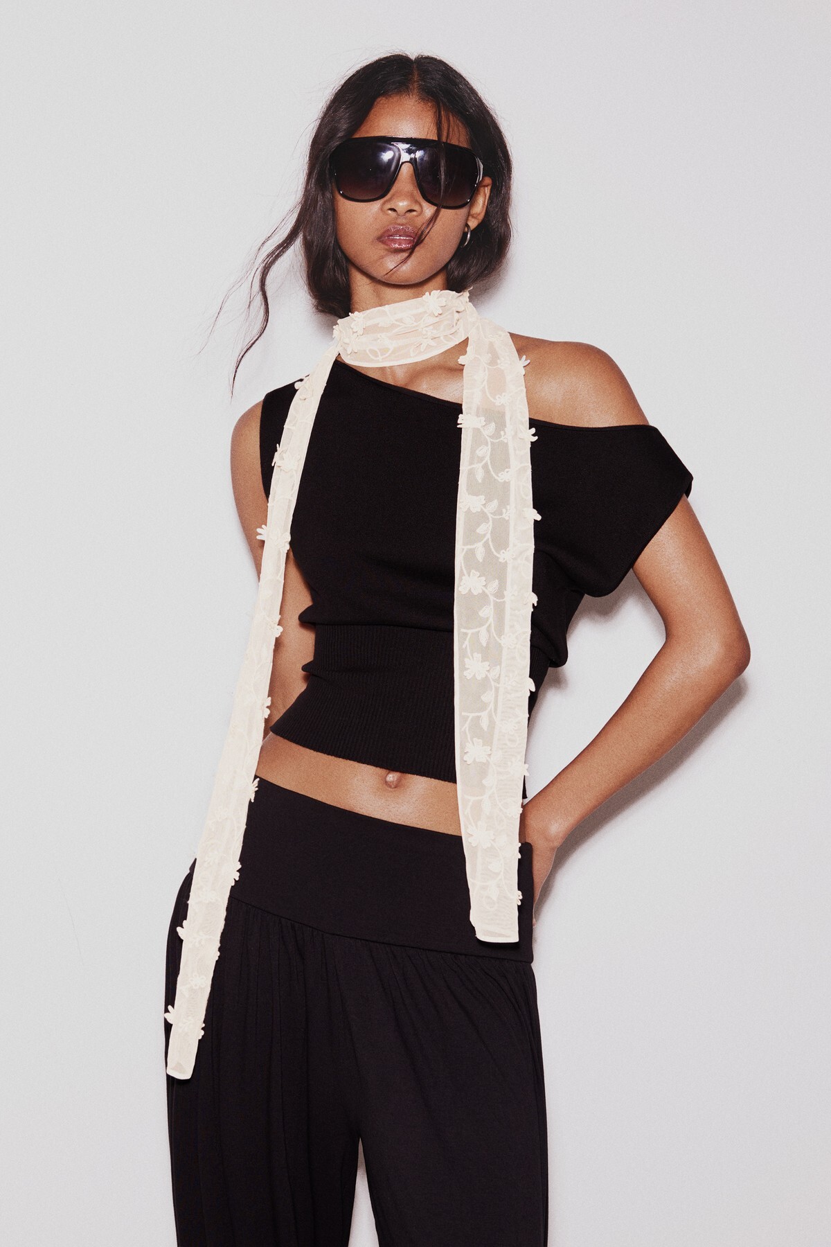 Embroidered Necktie Scarf