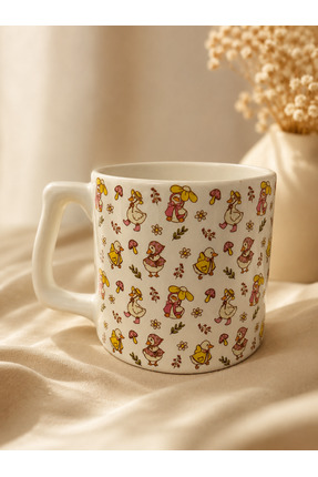 Eylül Design Vintage Ducklings Özel Tasarım Baskılı Lüks Seramik Kupa Kahve Mug