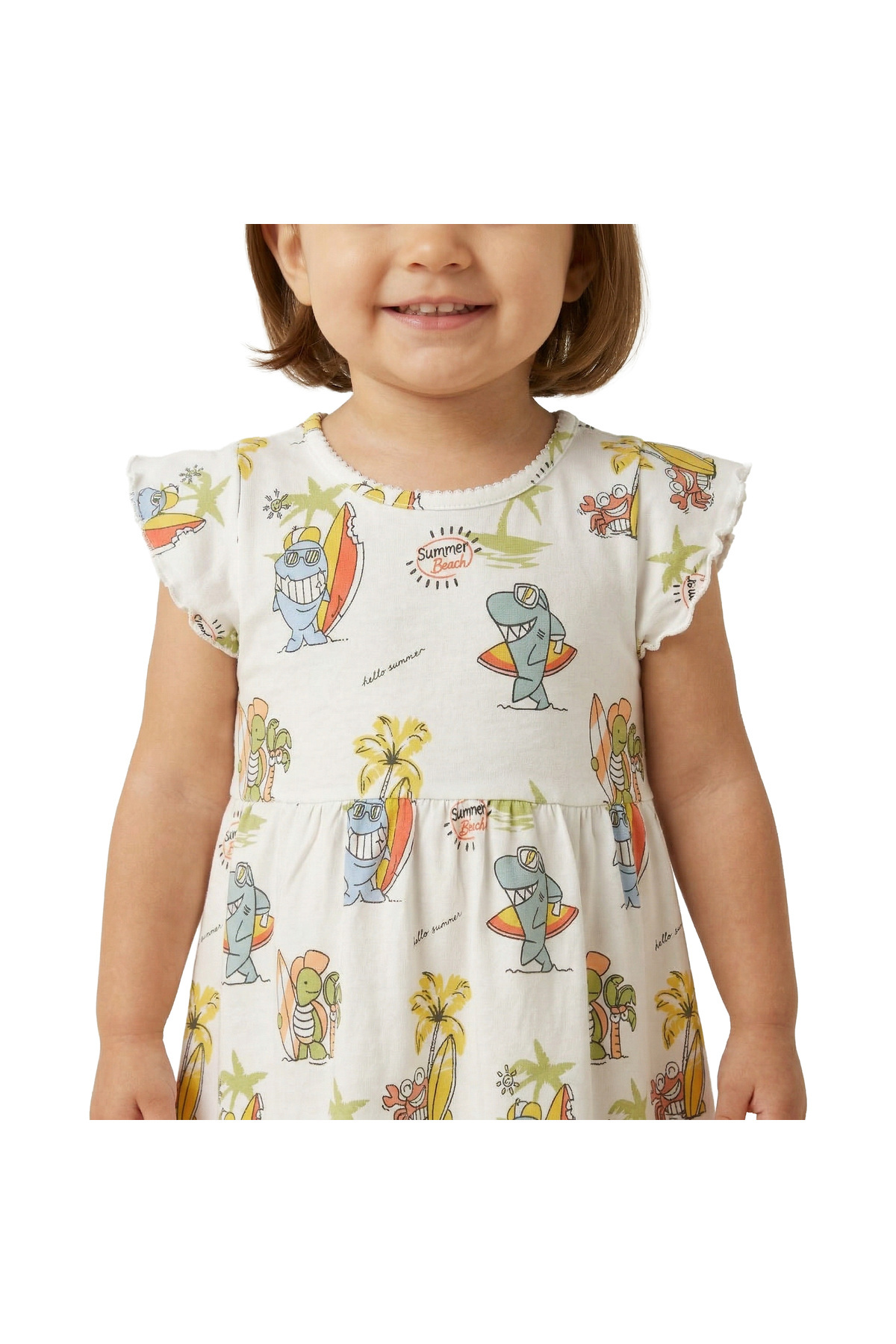 AIKO Infant Girls Beach Print Cotton Dress- Trendyol