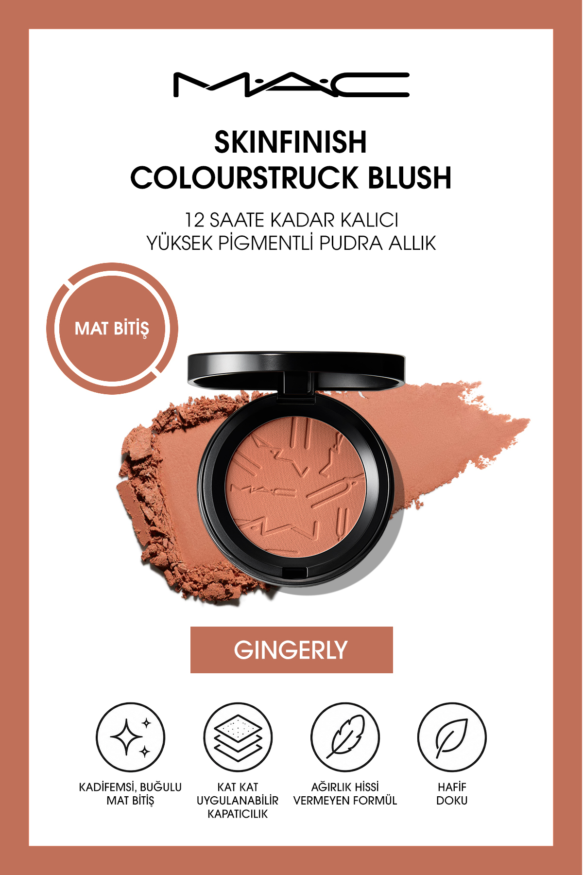 M.A.C رژگونه پودری Skinfinish Colourstruck - تا ۱۲ ساعت ماندگاری، با رنگدانه‌های فراوان - رنگ ملایم —رنگارنگ ۱۴۳۴۸۸
