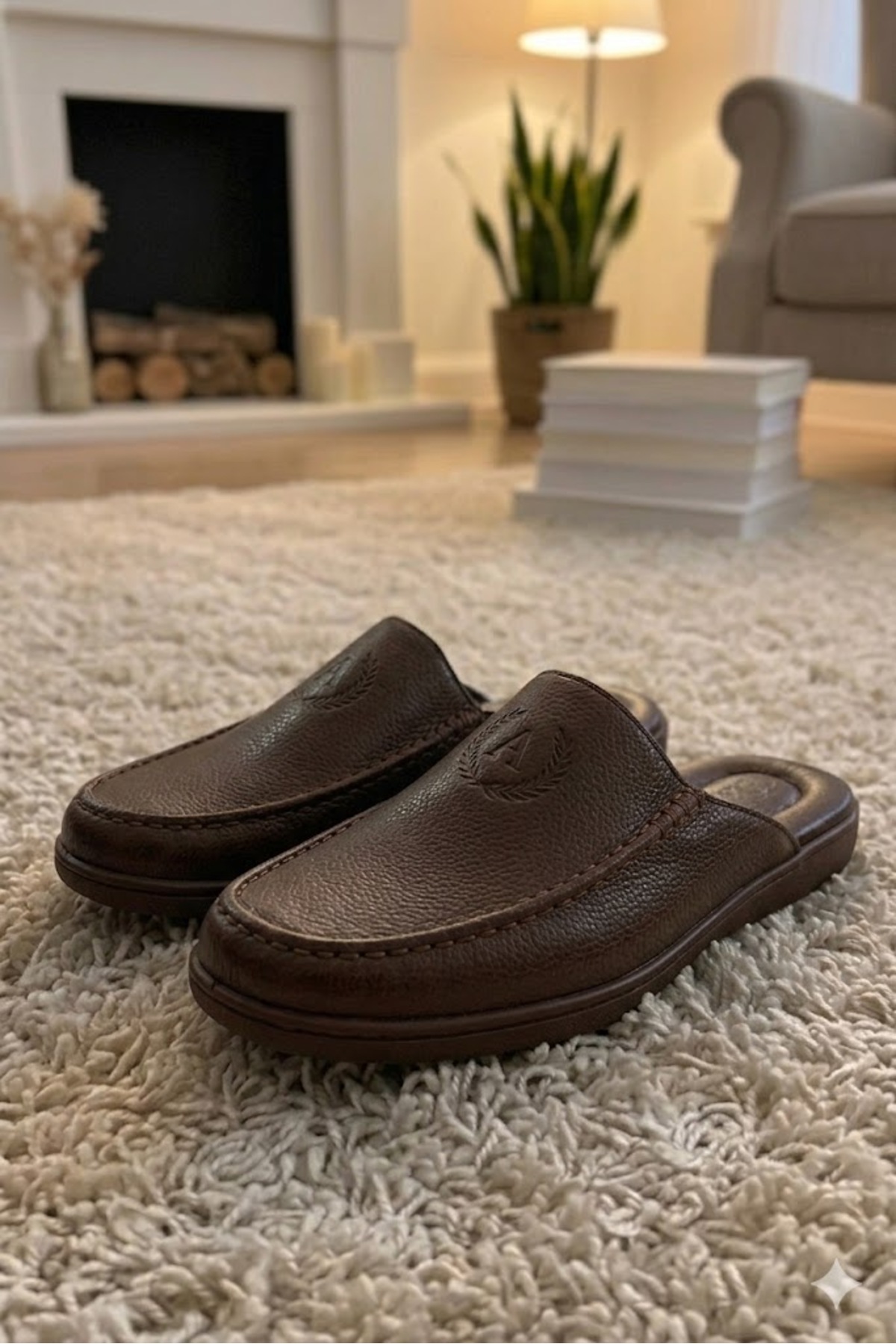Didaly El işçilikli Nakışlı Lüks Kahverengi (Yeni Moda Renk) Erkek Misafir Ev Çeyiz Ve Damat Terliği görsel 3
