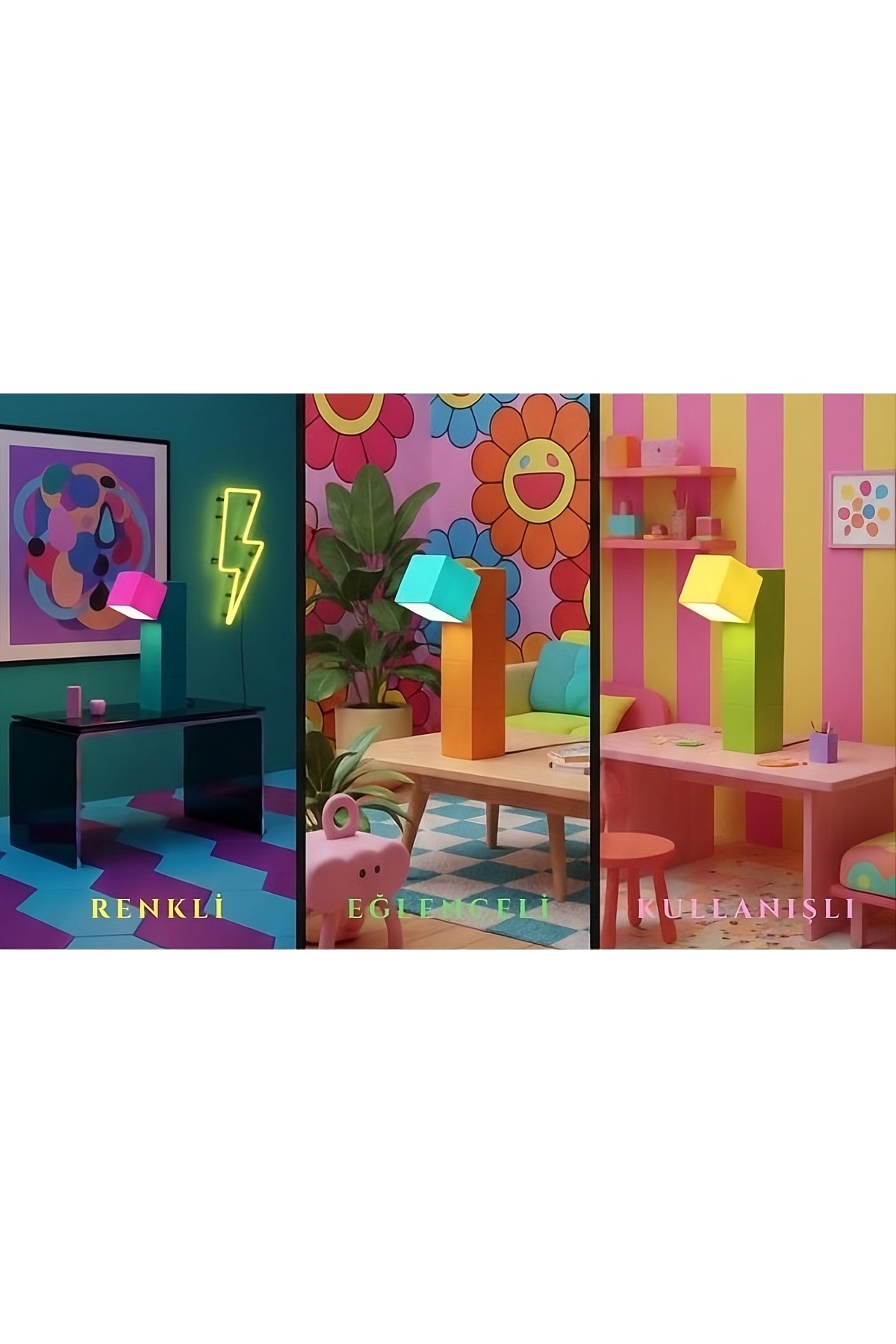 BLOCK CUBE DECORATIVE LAMP - BLOK KÜP DEKORATİF ÇOKLU MASA VE YER LAMBASI (5 KÜPLÜ)