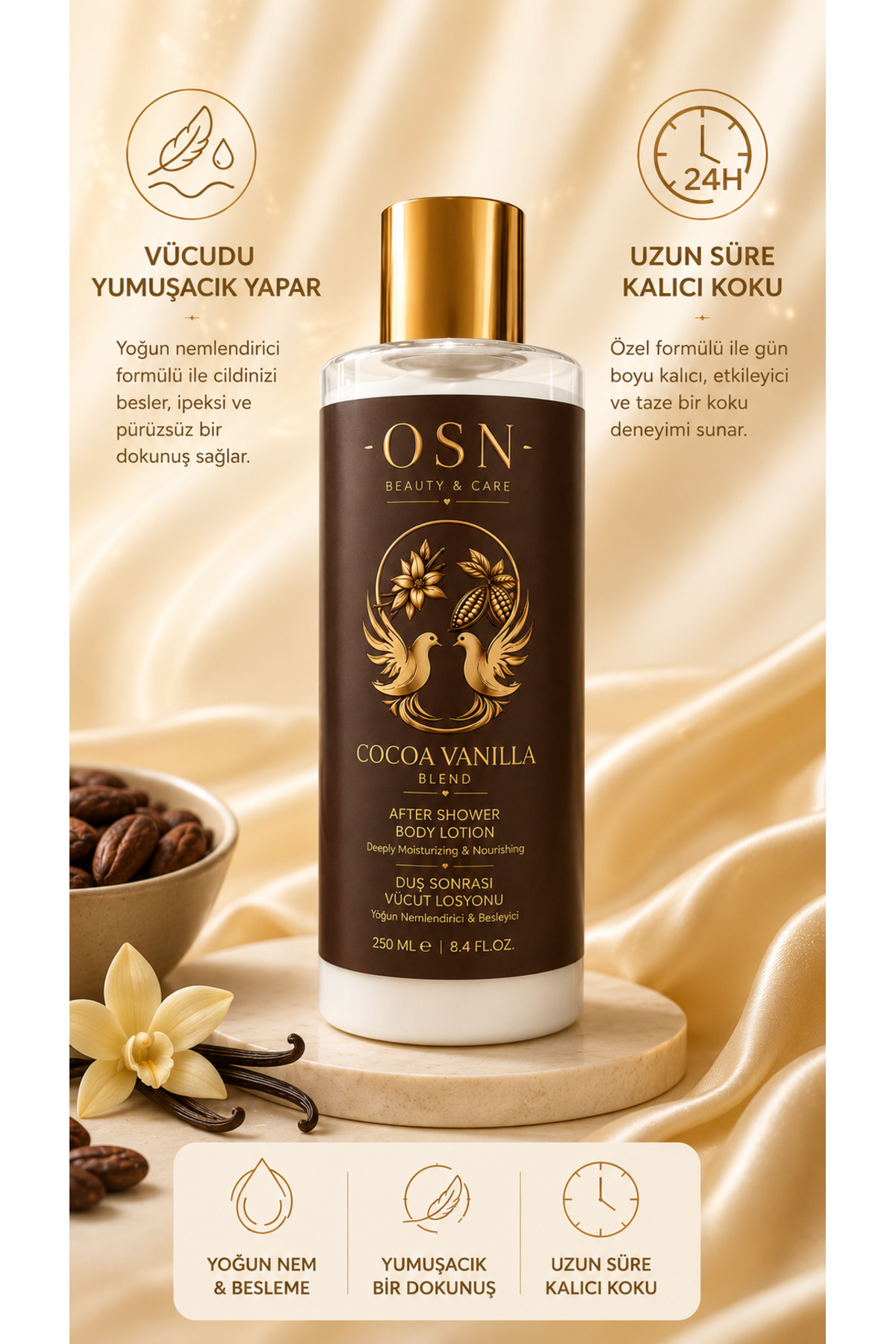 OSN BEAUTY&CARE Cocoa Vanılla Blend&Kakao Vanilya Duş Sonrası Vücut Losyonu — 8685077620973