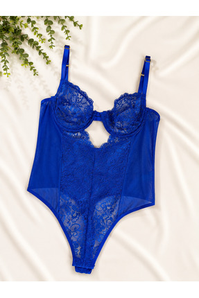 Maser Dantel Detaylı Transparan Bodysuit Gecelik
