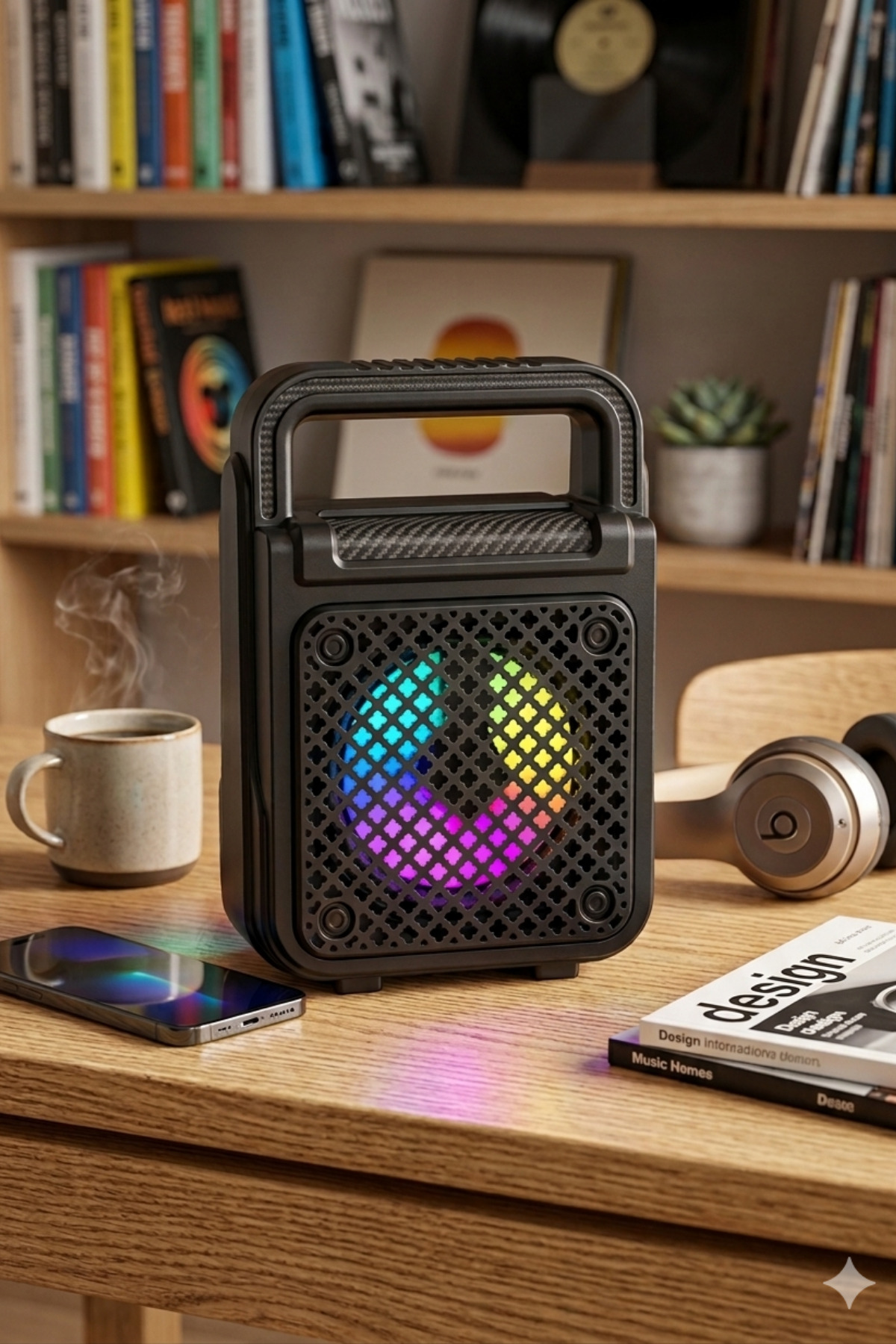 RGB Işıklı Taşınabilir Bluetooth Hoparlör USB SD Kart Girişli Wireless Speaker Siyah