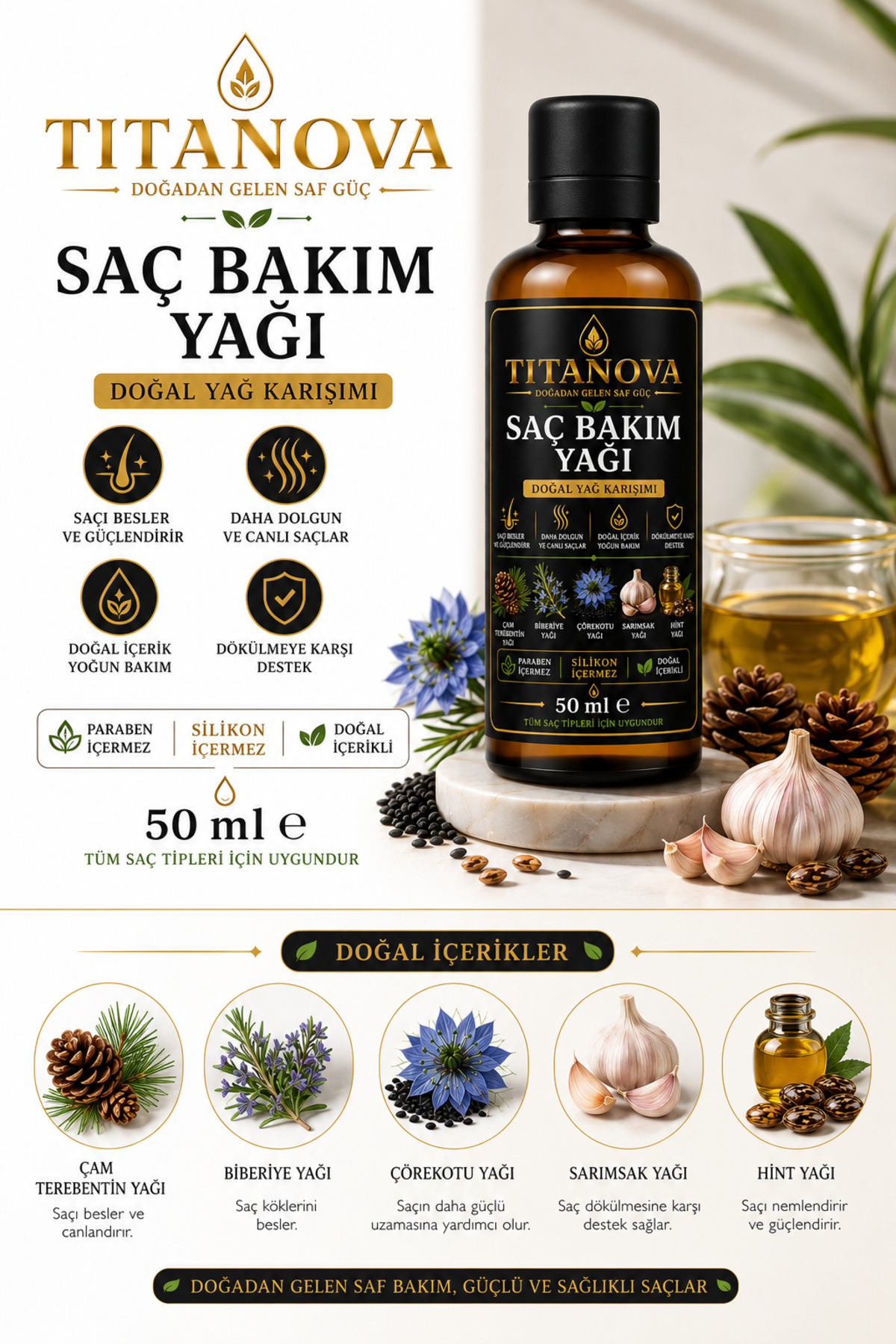 Biberiye Yağlı Saç Bakım Yağı 50 ML Unisex – Güçlü Saçların Yeni Rutini — 241242 — تصویر 2 از 3
