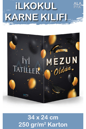 Alapak Karne Kılıfı - Balonlu Mezuniyet Temalı Karne Dosyası (1 Adet)