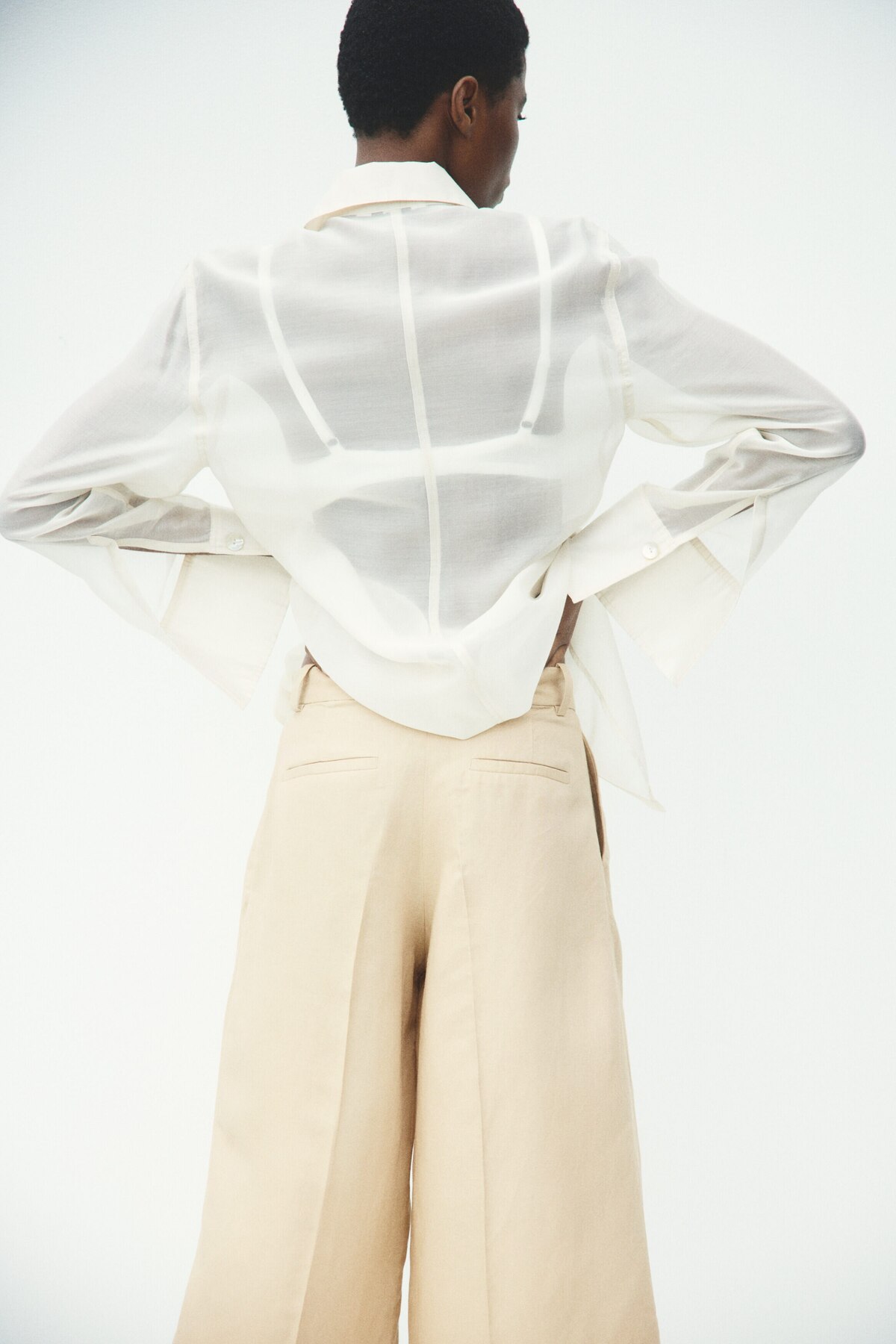 H&M Keten Karışımlı Geniş Culotte Pantolon görsel 4