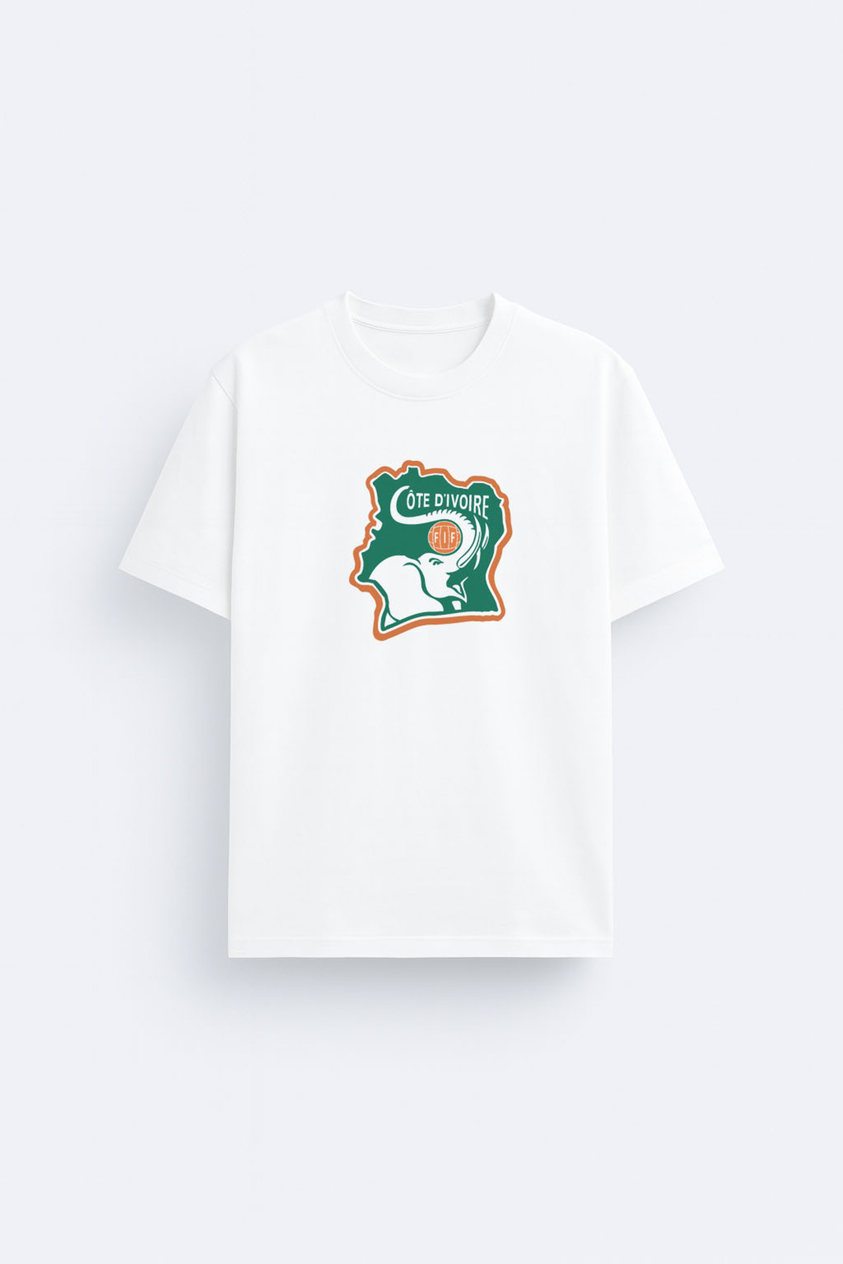 Ivory Coast Soccer Team Printed Cotton Fabric White T-ShirtT-shirt