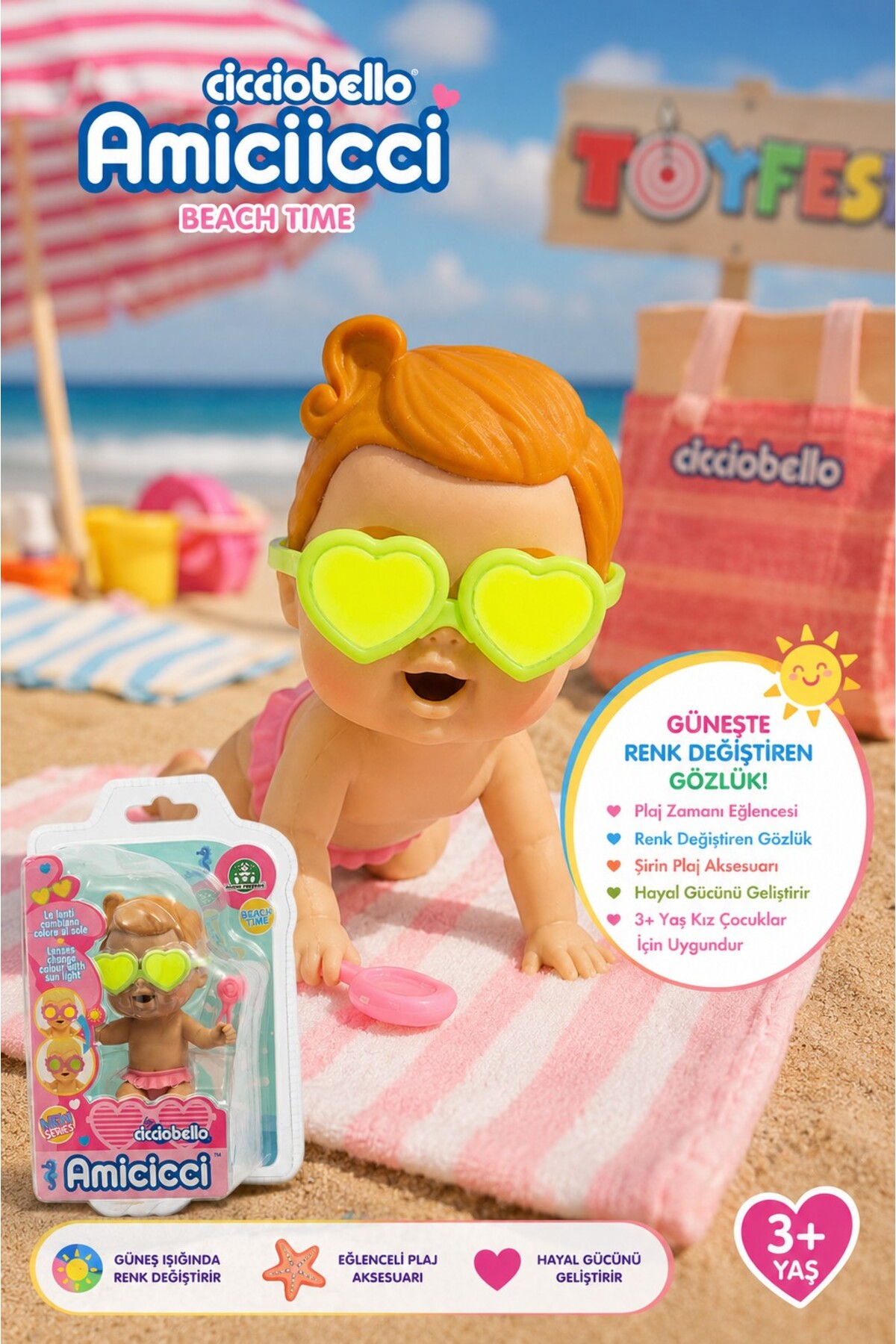 No.579 ベアBD 2025.8.5 &　four o'clockちゃん TOYFEST Cicciobello Amicicci Kız Bebek Plaj Zamanı Renk Değiştiren
