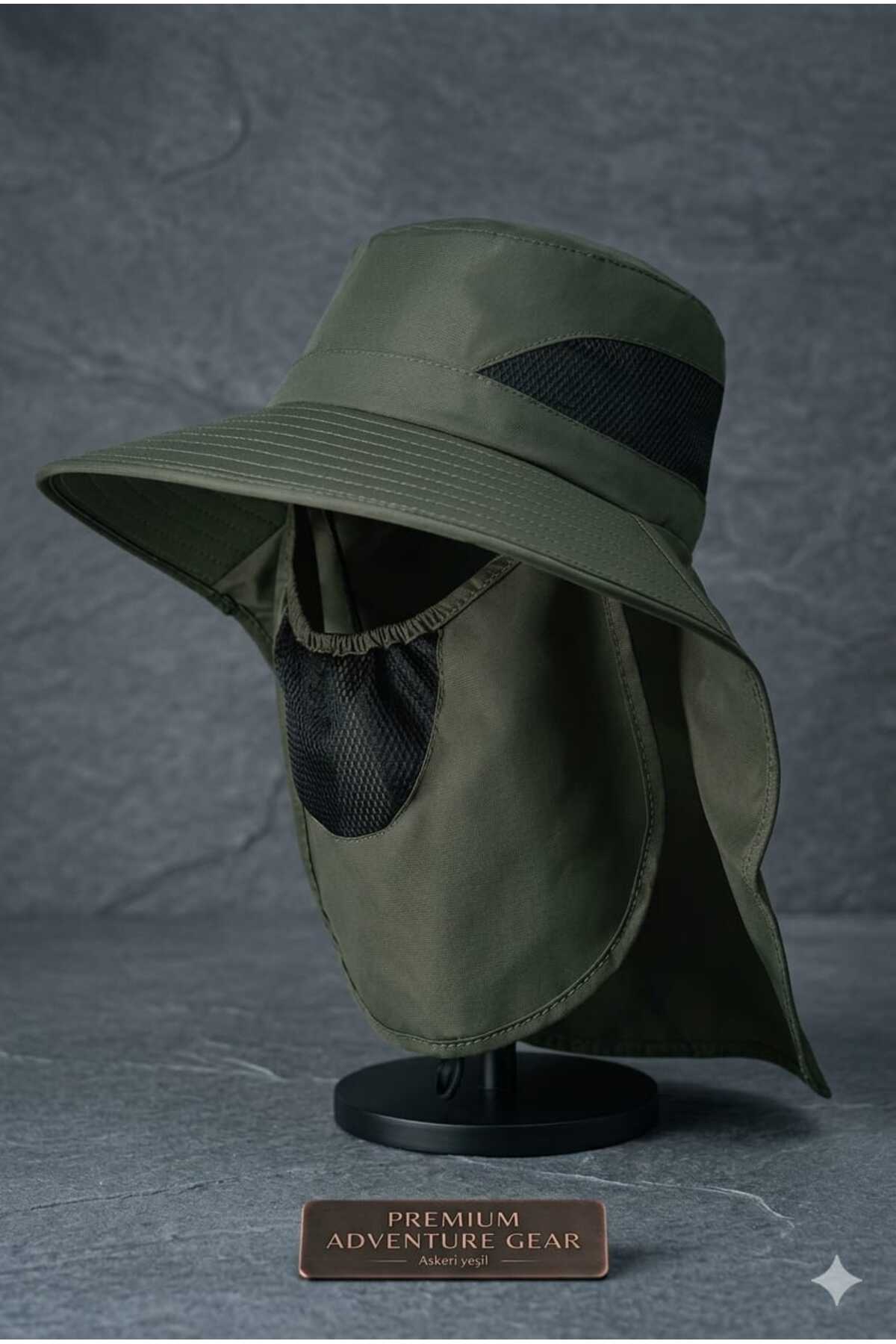 Breathable Fisherman Hat with Sunscreen, Mask and Neck Cover with Wide Edge