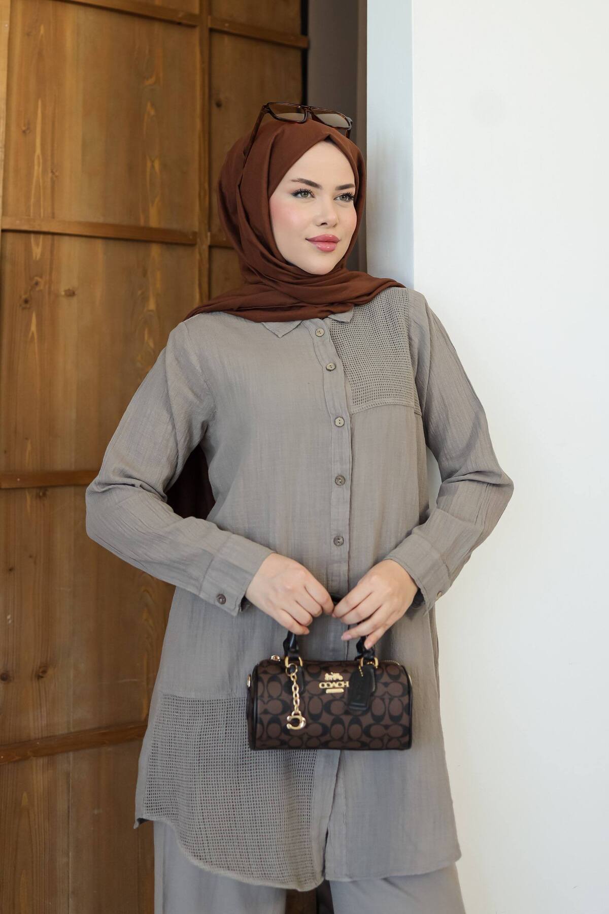PİNK FLY 100% Linen Cotton Double Set with Lace Embroidery Detail