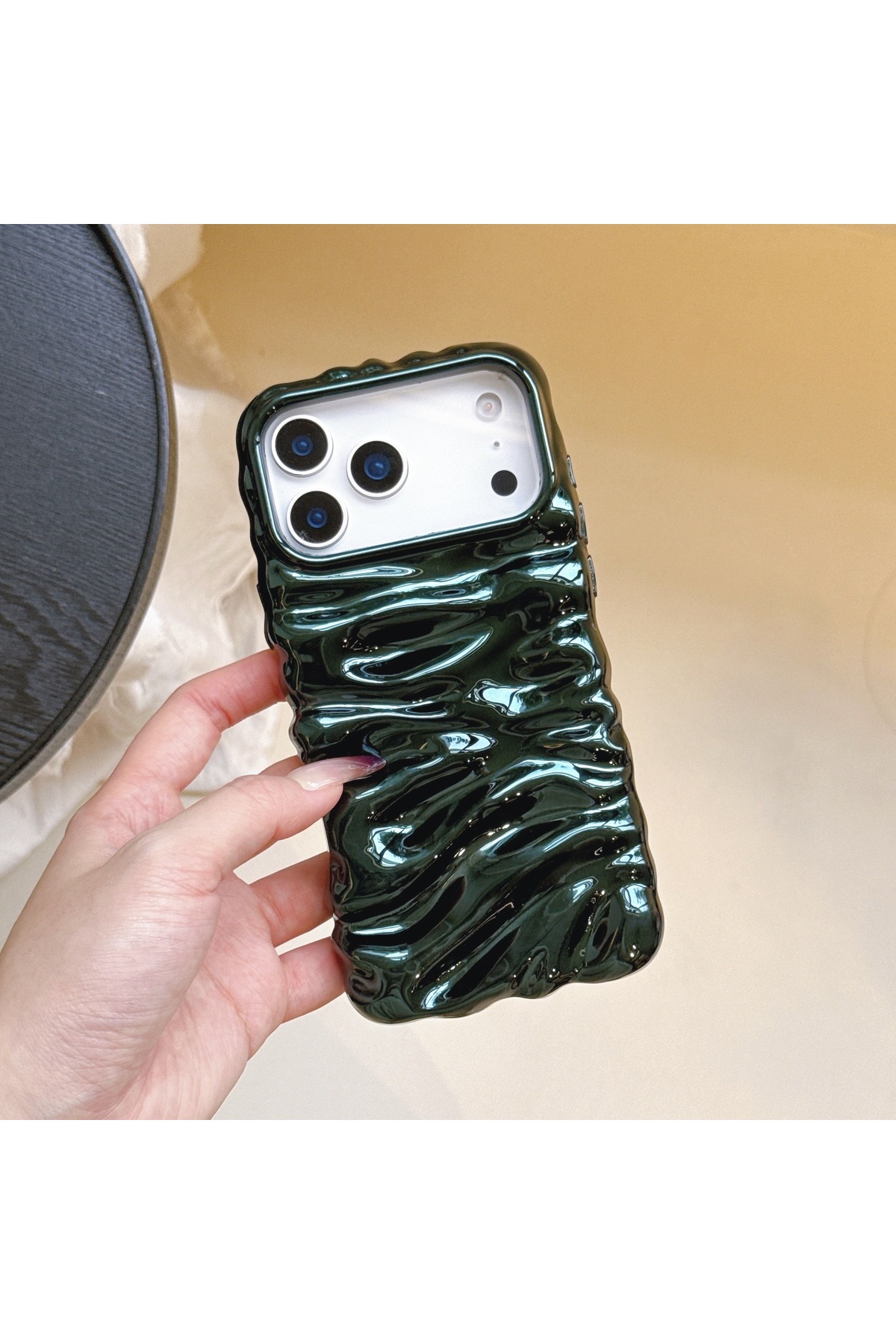 Iphone 17 Pro (6.3 inch) Compatible Wavy Wrinkle Detailed 3d Surface Bright Color Summer Lux Case