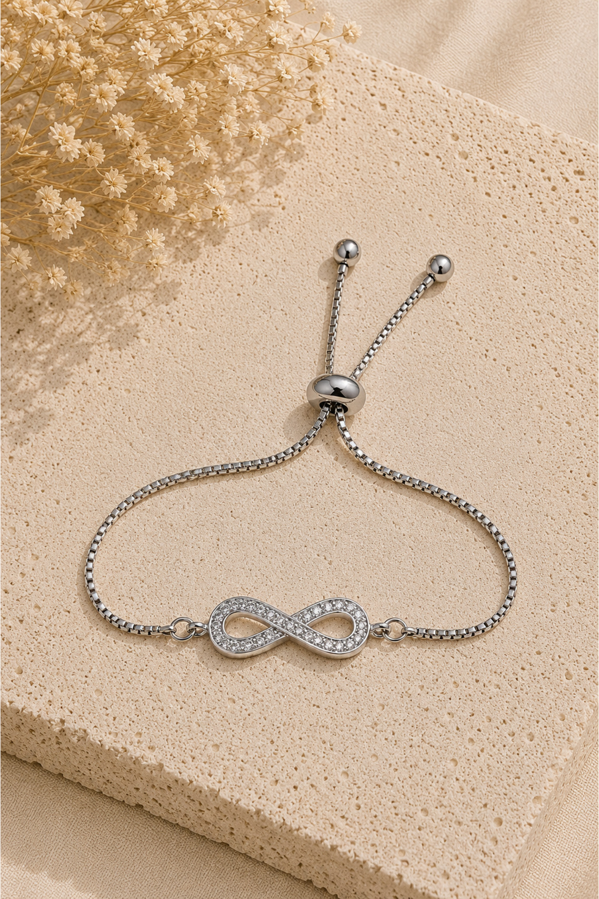 Adjustable Women's Elevator Bracelet with Zircon Stone Infinity Detail