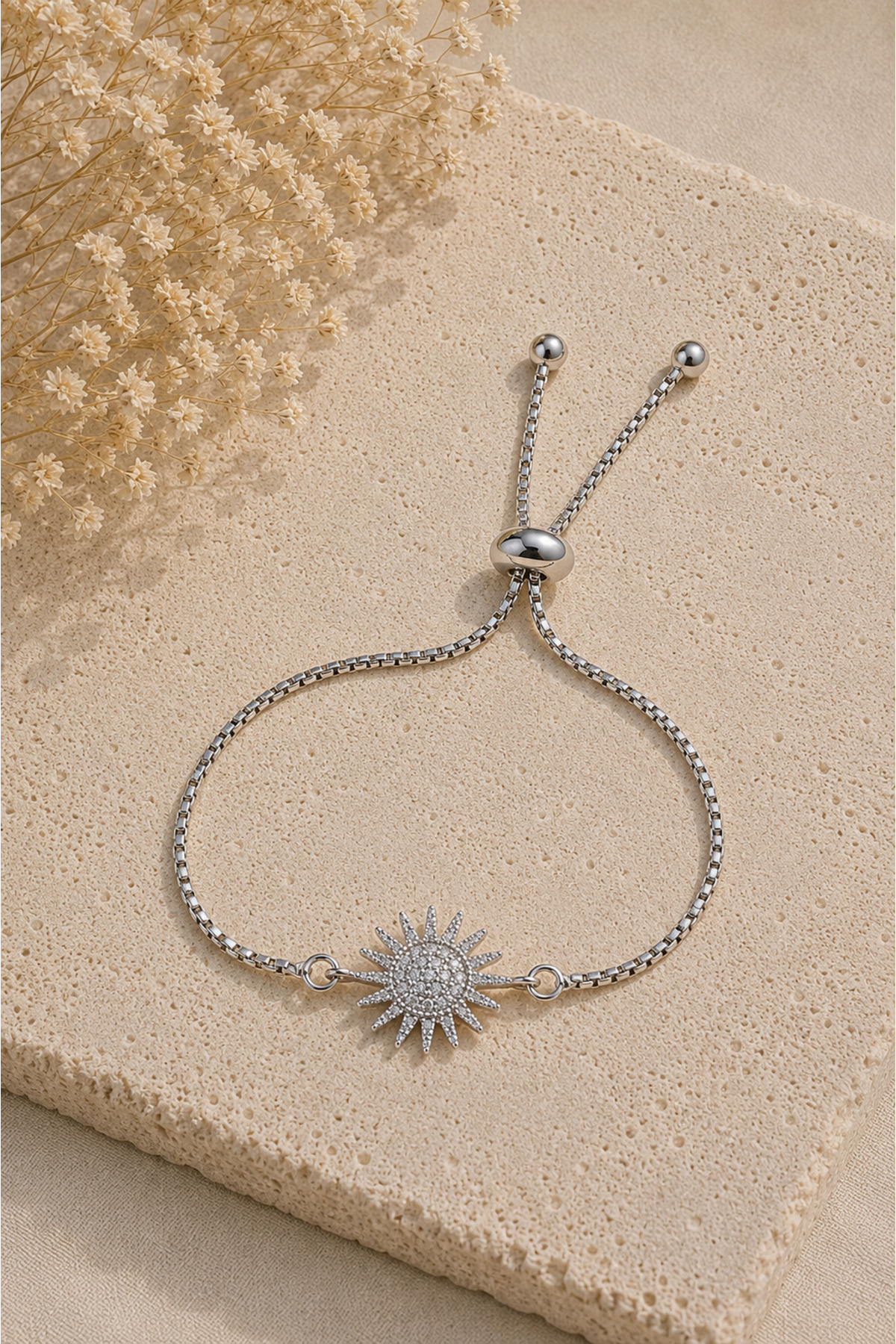 Sun Shaped Adjustable Elevator Women's Bracelet with Zircon Stone