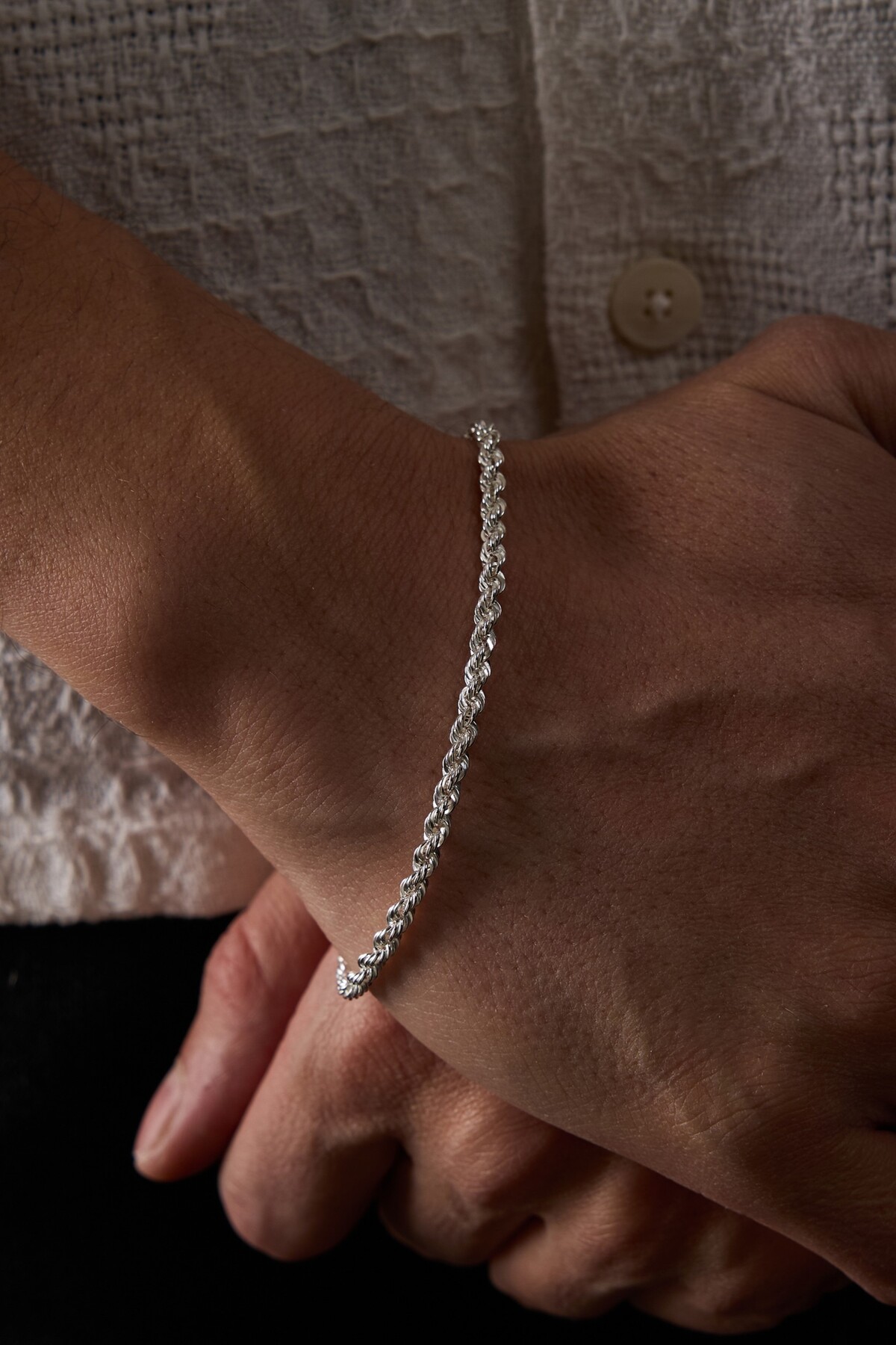 Ricco Jewellery 925 Ayar Gümüş Old Money Kalemli Burma Halat Bileklik