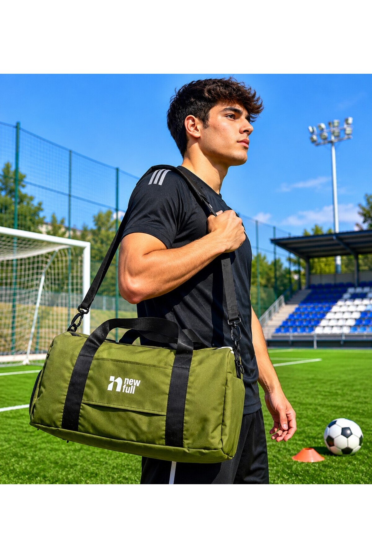 NEWFULL SPORT AYAKKABI BÖLMELİ ASTARLI SU GEÇİRMEZ SEYAHAT VE SPOR ÇANTASI-ORTA BOY görsel 3