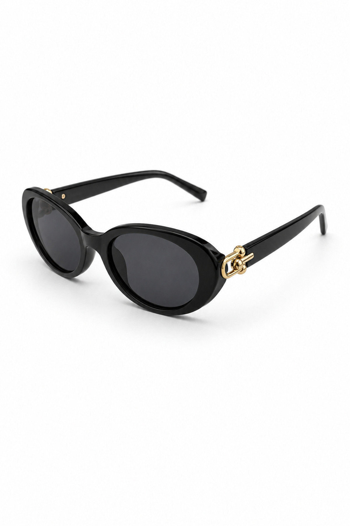 Chunky Frame Monaco Vintage Siyah Gold Detaylı Oval Ultra Hafif Uv400 Filtreli Kadın Güneş Gözlüğü görsel 4