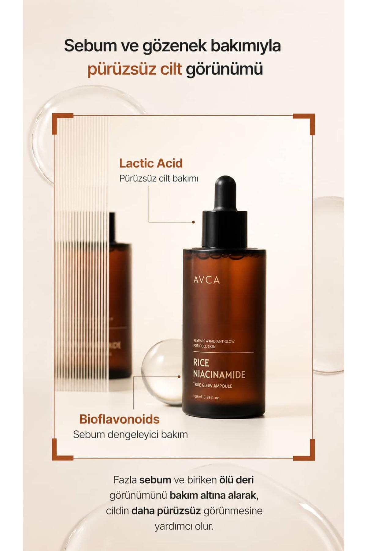 %5 Niacinamide, Pirinç Özlü, Laktik Asit Aydınlatıcı Leke Karşıtı Ampul - True Glow Rice & Niacinamide Dark Spot Brightening Ampoule Serum 100 ml — AVC-NIA-AMP-100 — تصویر 7 از 8