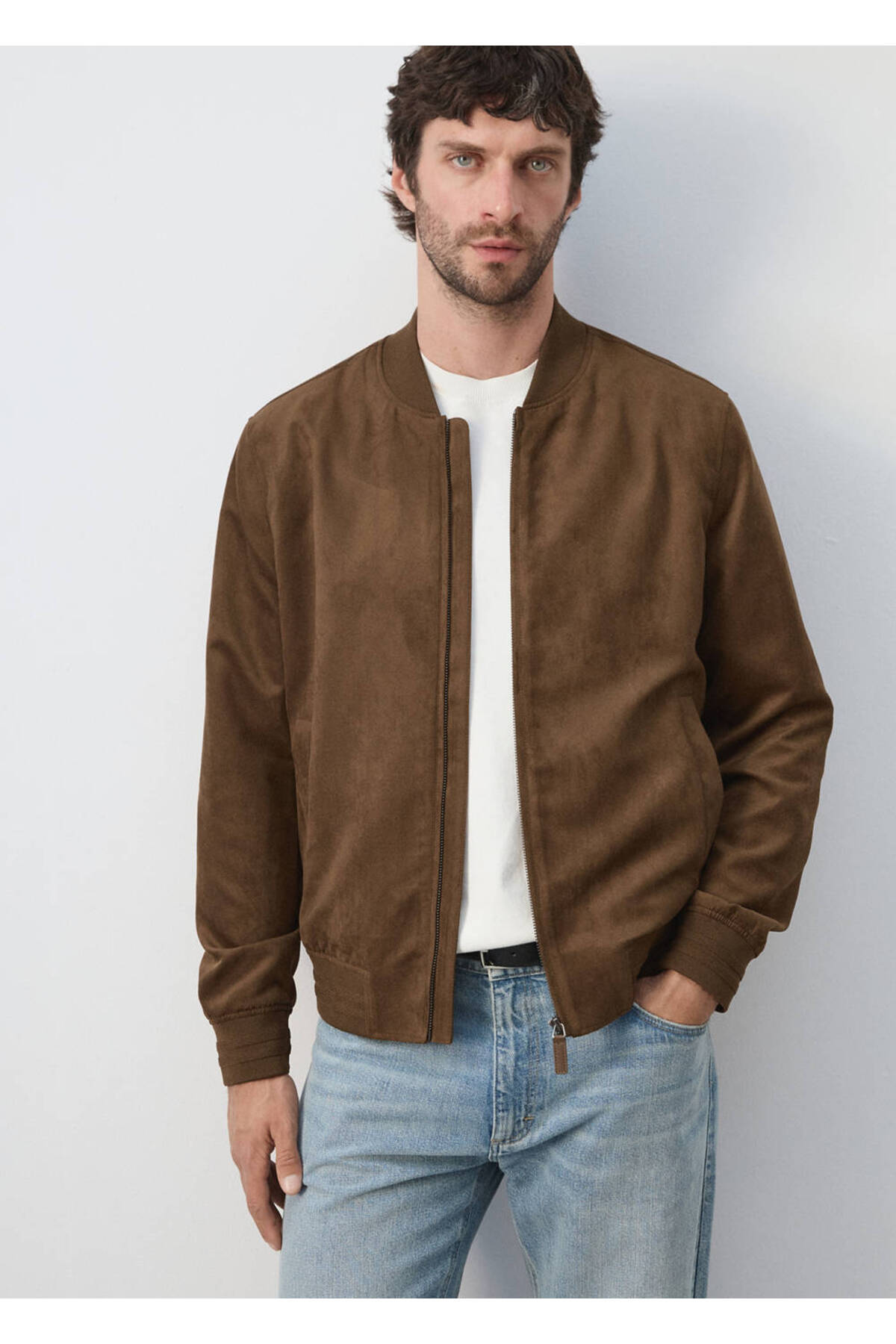 MANGO Man Süet görünümlü bomber ceket görsel 8