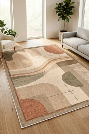 Decomia Home Dijital Kaymaz Yıkanabilir Modern Çizgili Salon Halısı Mutfak Ha...