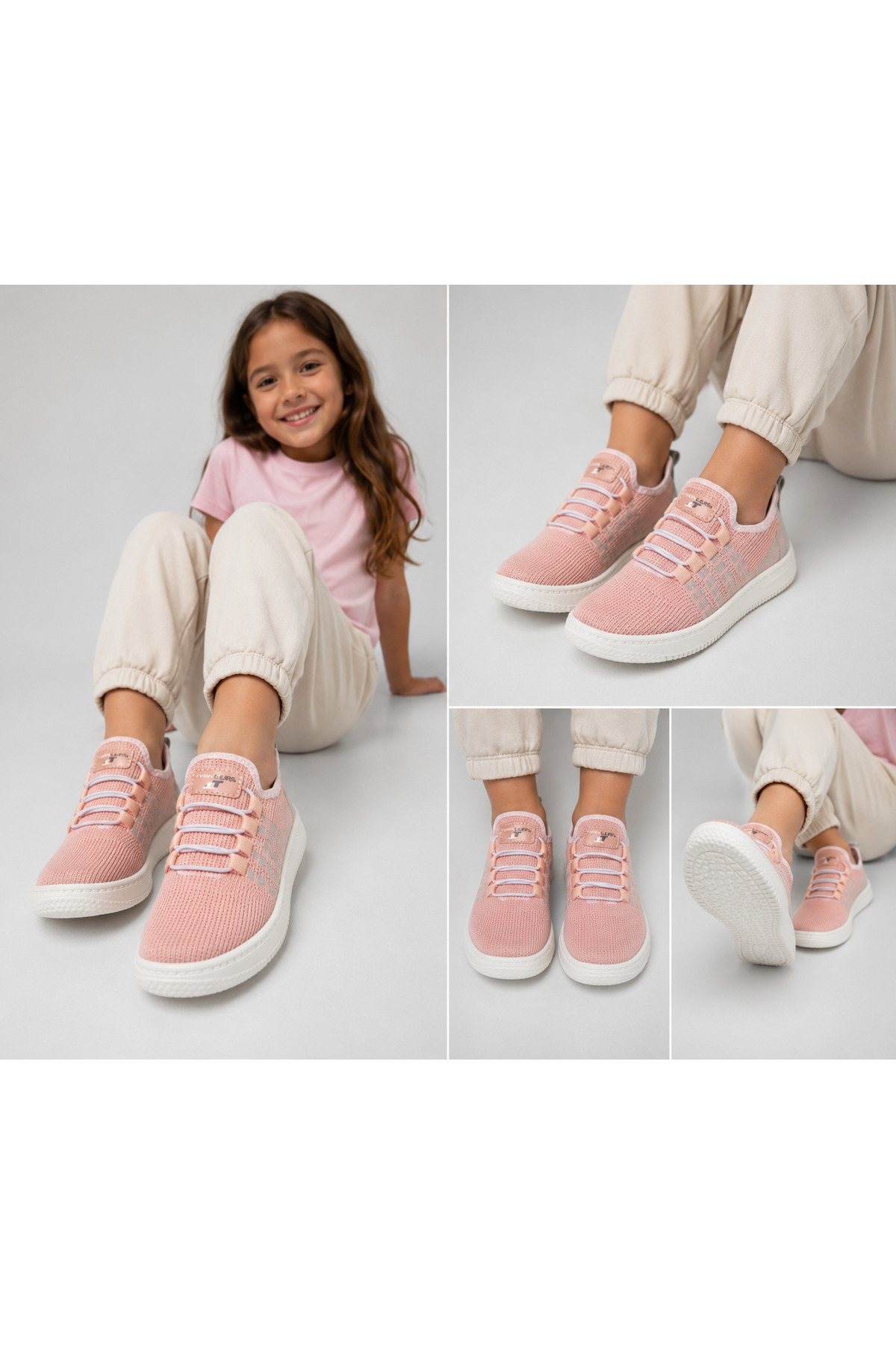 twingers kız çocuk pudra pembe bağcıksız yazlık spor ayakkabı