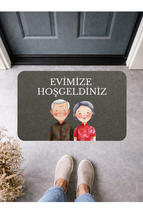 BERT "Evimize Hoşgeldiniz" Yazılı Sevimli Kapı Önü Paspası 70x45 cm