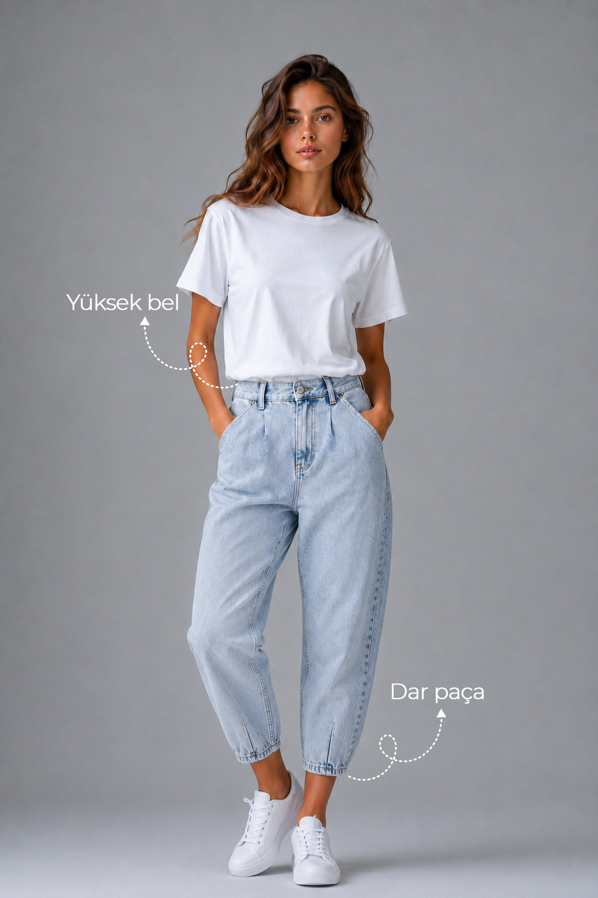Denvy Denim Kadın Açık Kar Yıkamalı Boyfriend Fit Jean Pantolon görsel 2