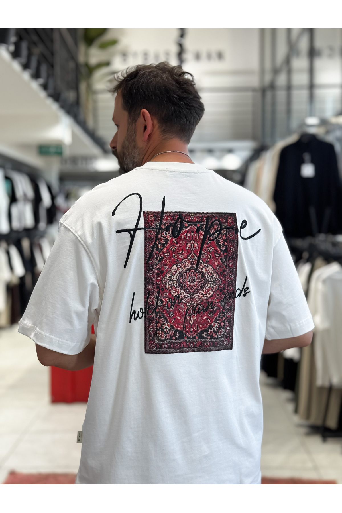 BYBASICMAN White Hope Carpet Patch Oversize T-Shirt Sw-5064