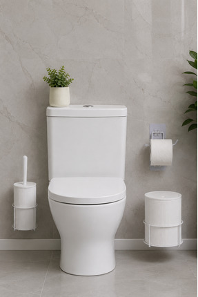 metalshop 3 Parça Banyo Seti Metal Stantlı Çöp Kovalı Wc Kağıtlık Ve Tuvalet ...